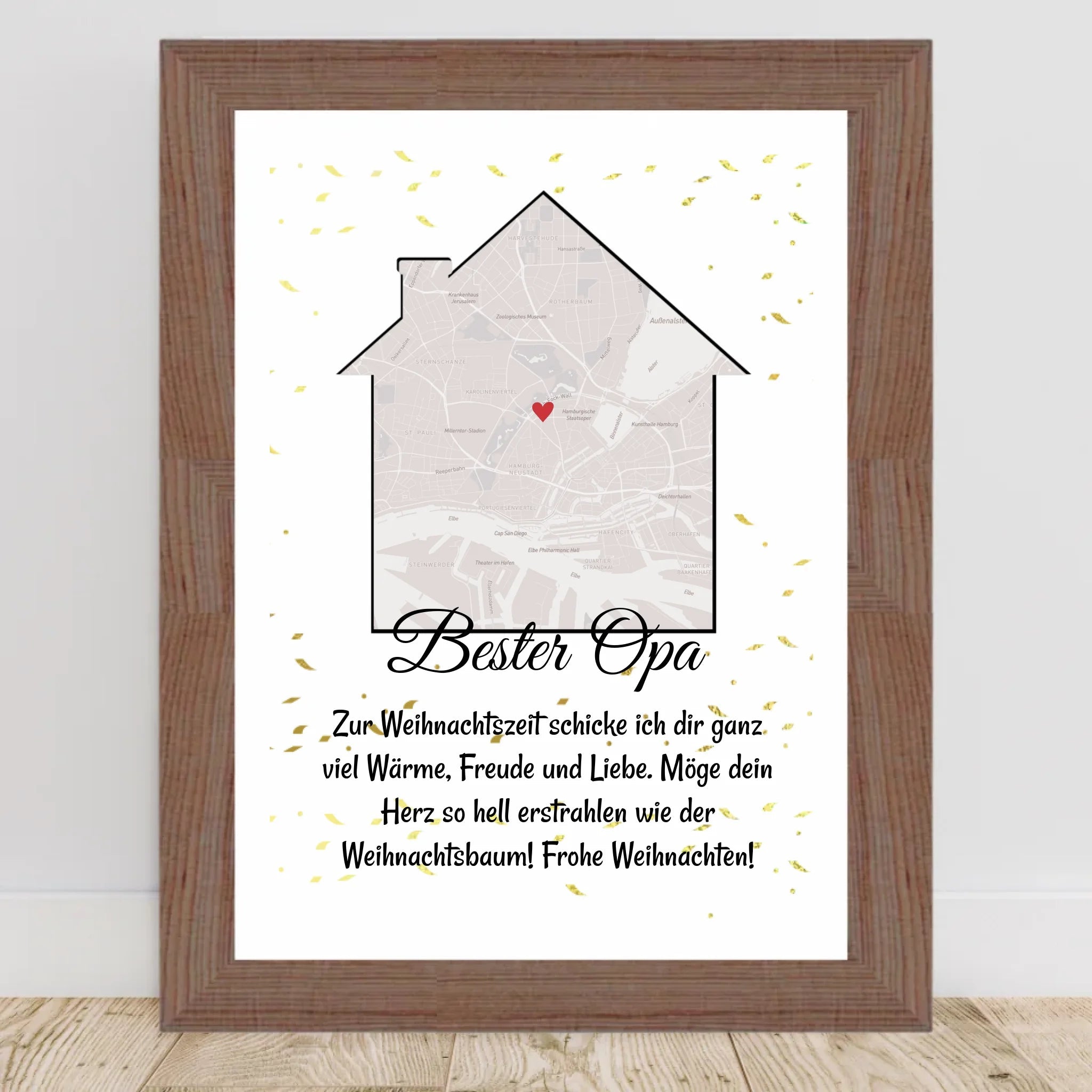 Opa Weihnachtsgeschenk Koordinaten Bild Stadtkarte mit Weihnachtswünsche - Cantty