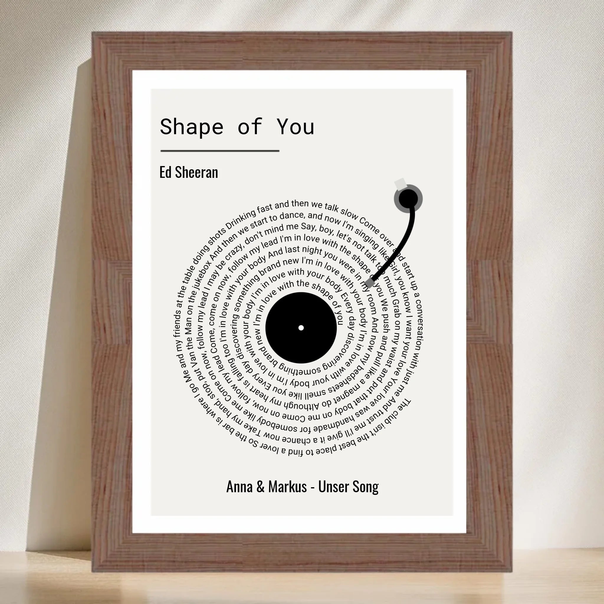 Paar Musikgeschenk Songtext Hochzeitstag Poster personalisierbar - Cantty