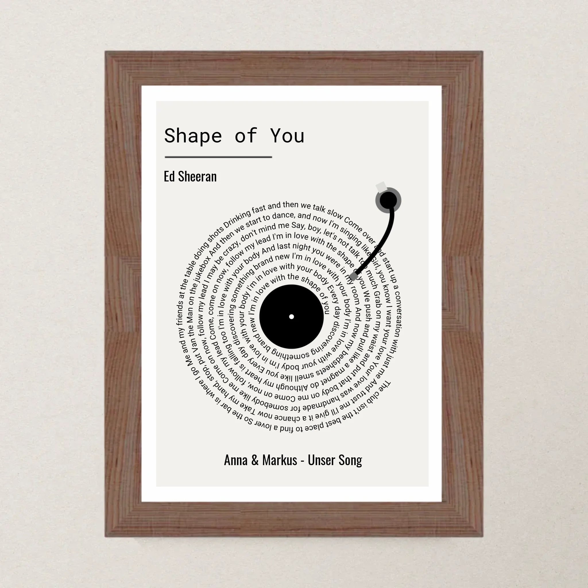 Paar Musikgeschenk Songtext Hochzeitstag Poster personalisierbar - Cantty