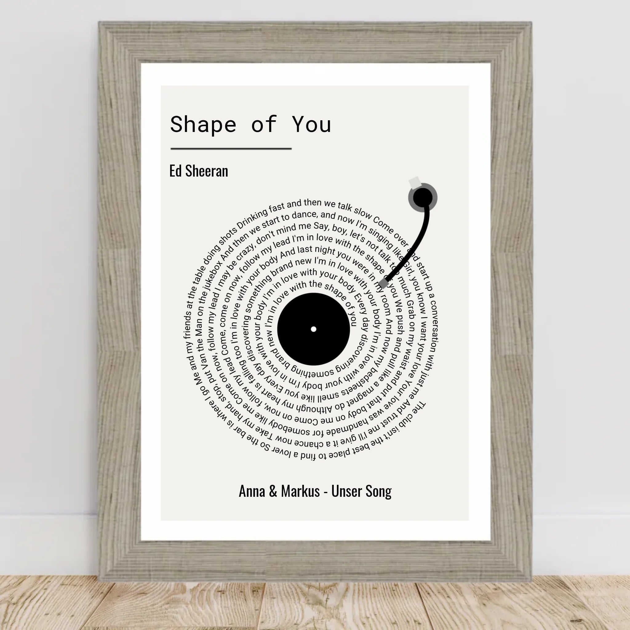 Paar Musikgeschenk Songtext Hochzeitstag Poster personalisierbar - Cantty
