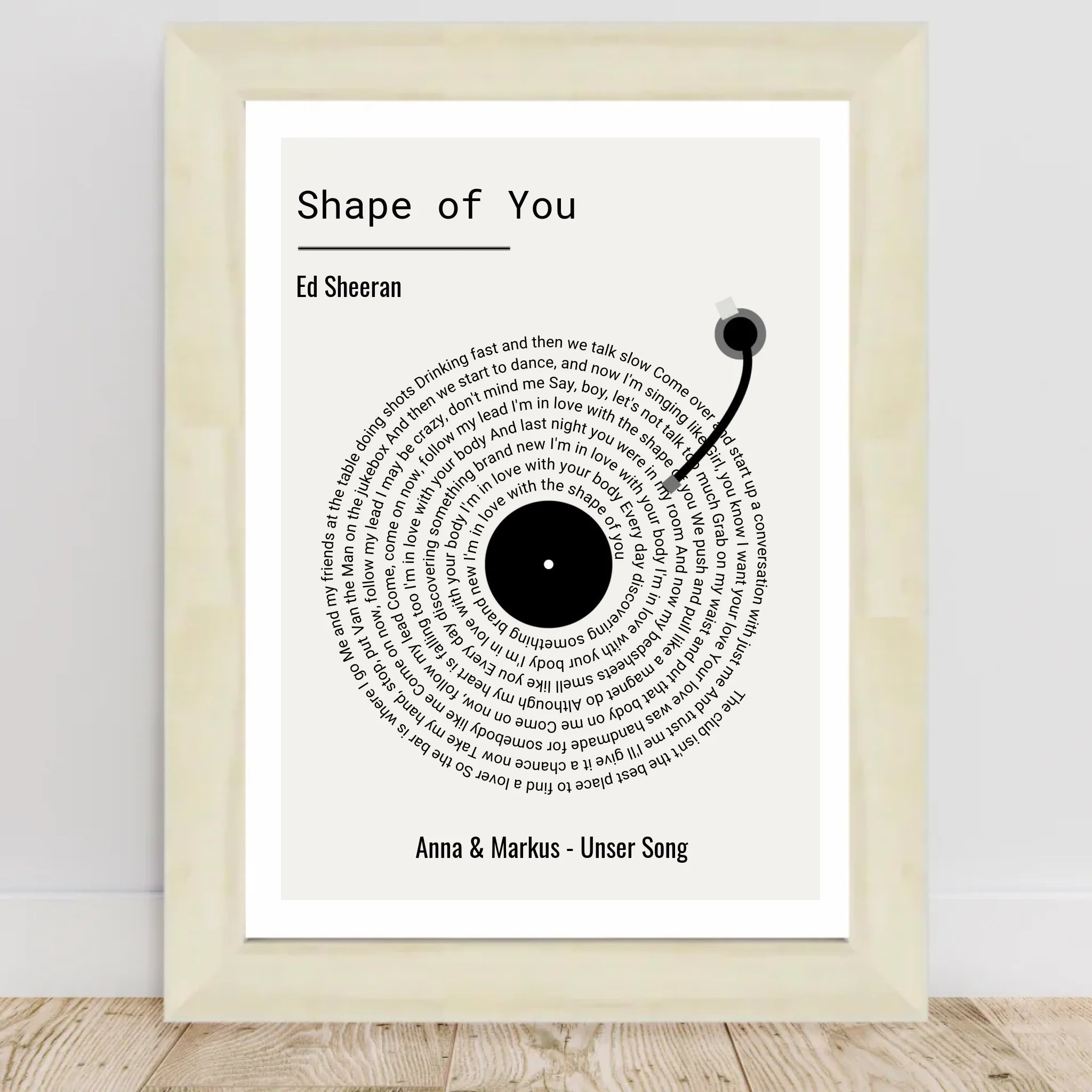 Paar Musikgeschenk Songtext Hochzeitstag Poster personalisierbar - Cantty