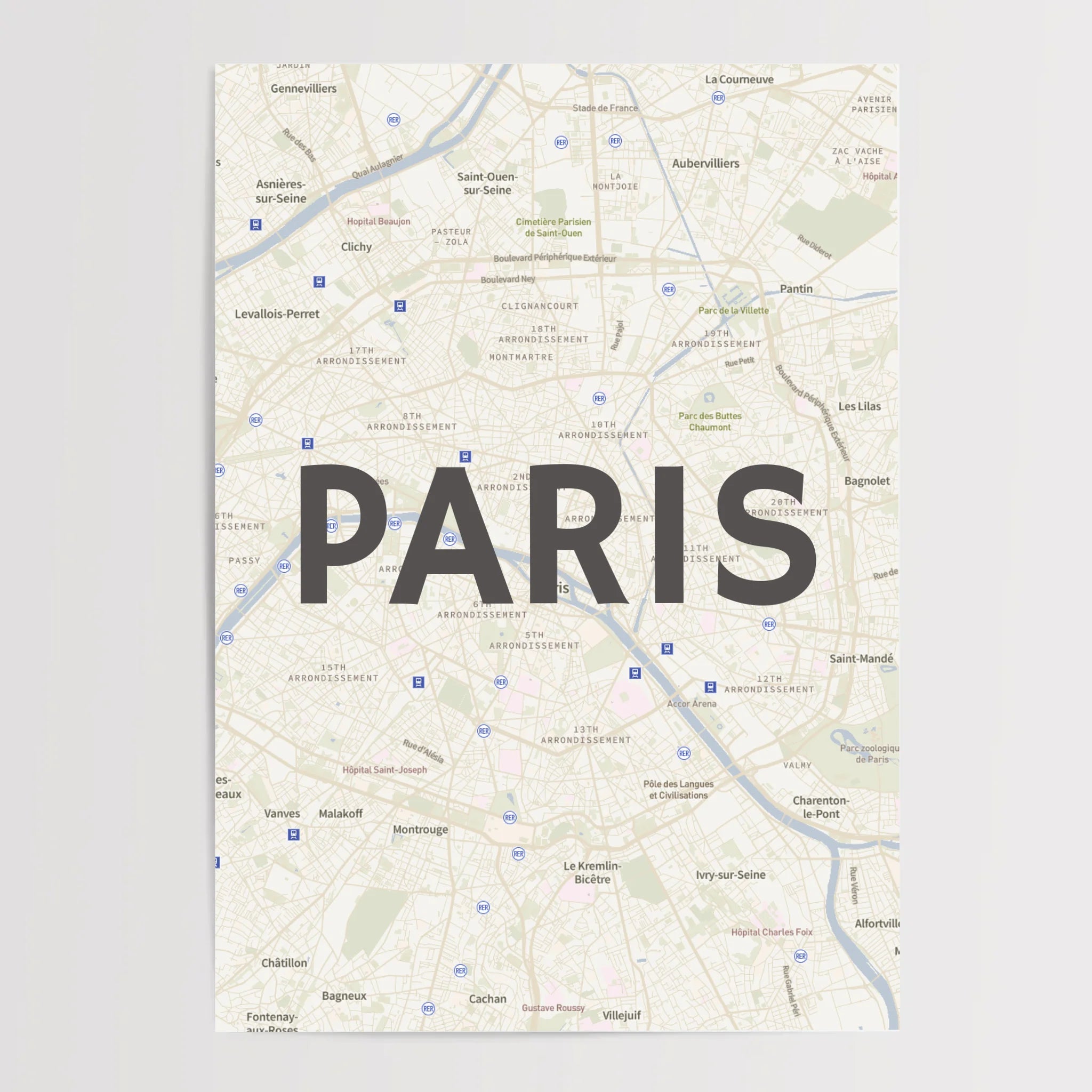 Paris Lieblingsstadt Koordinatenposter Stadtkarte personalisiert - Cantty