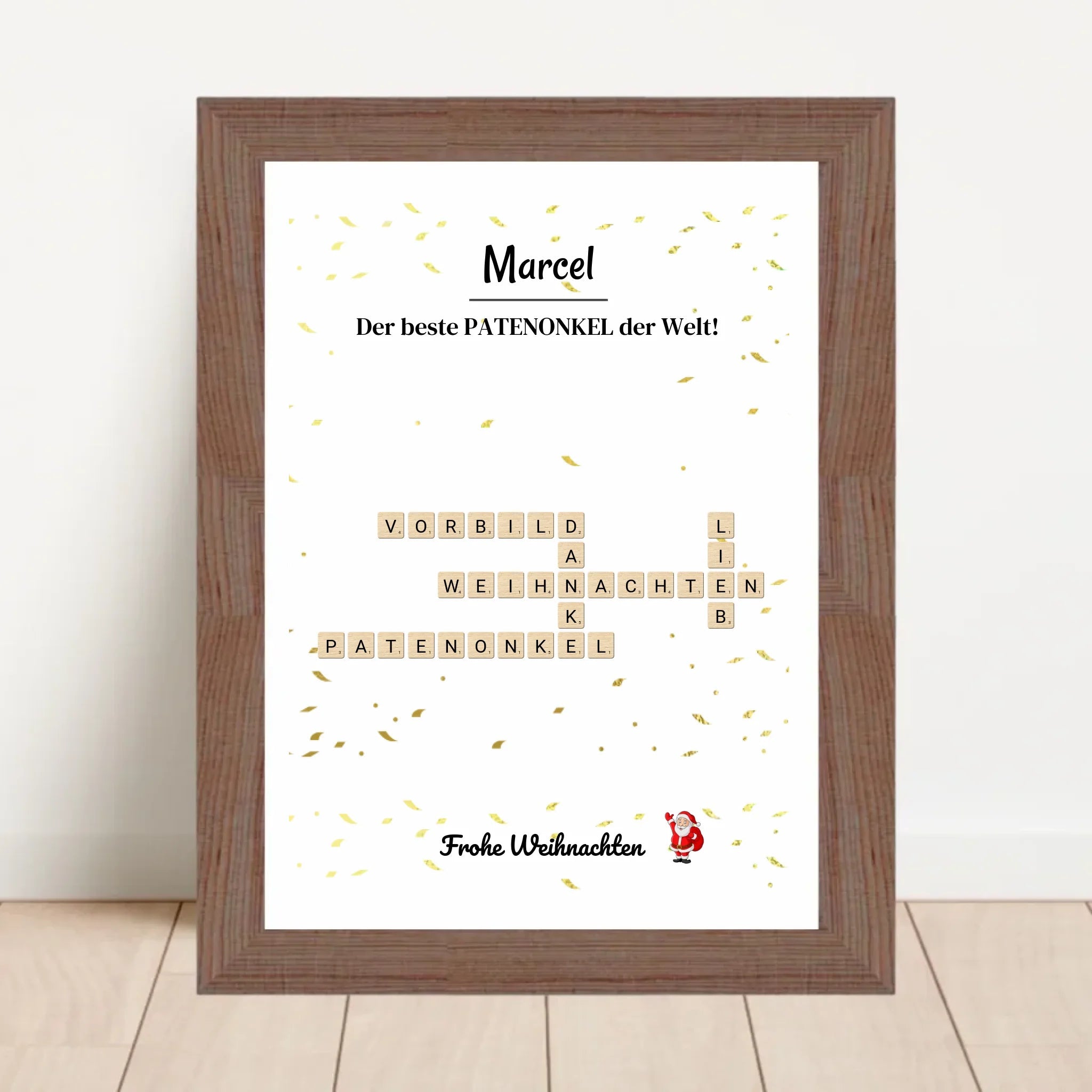 Patenonkel Weihnachtsgeschenk Bild Scrabble Style personalisierbar - Cantty