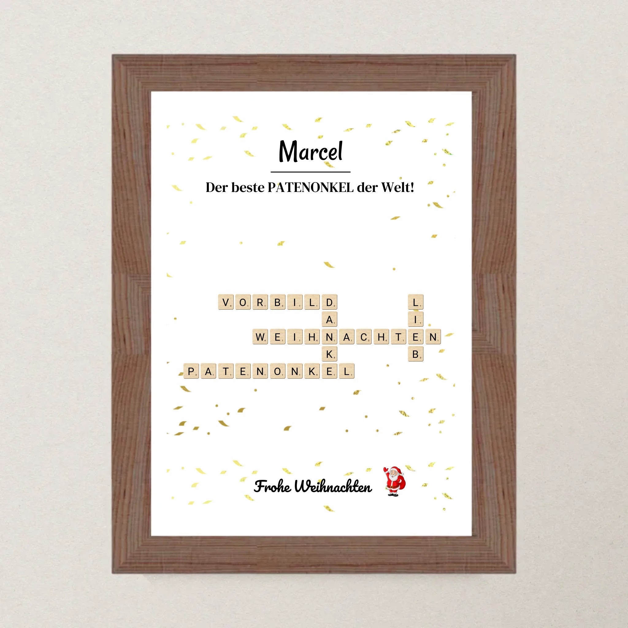 Patenonkel Weihnachtsgeschenk Bild Scrabble Style personalisierbar - Cantty