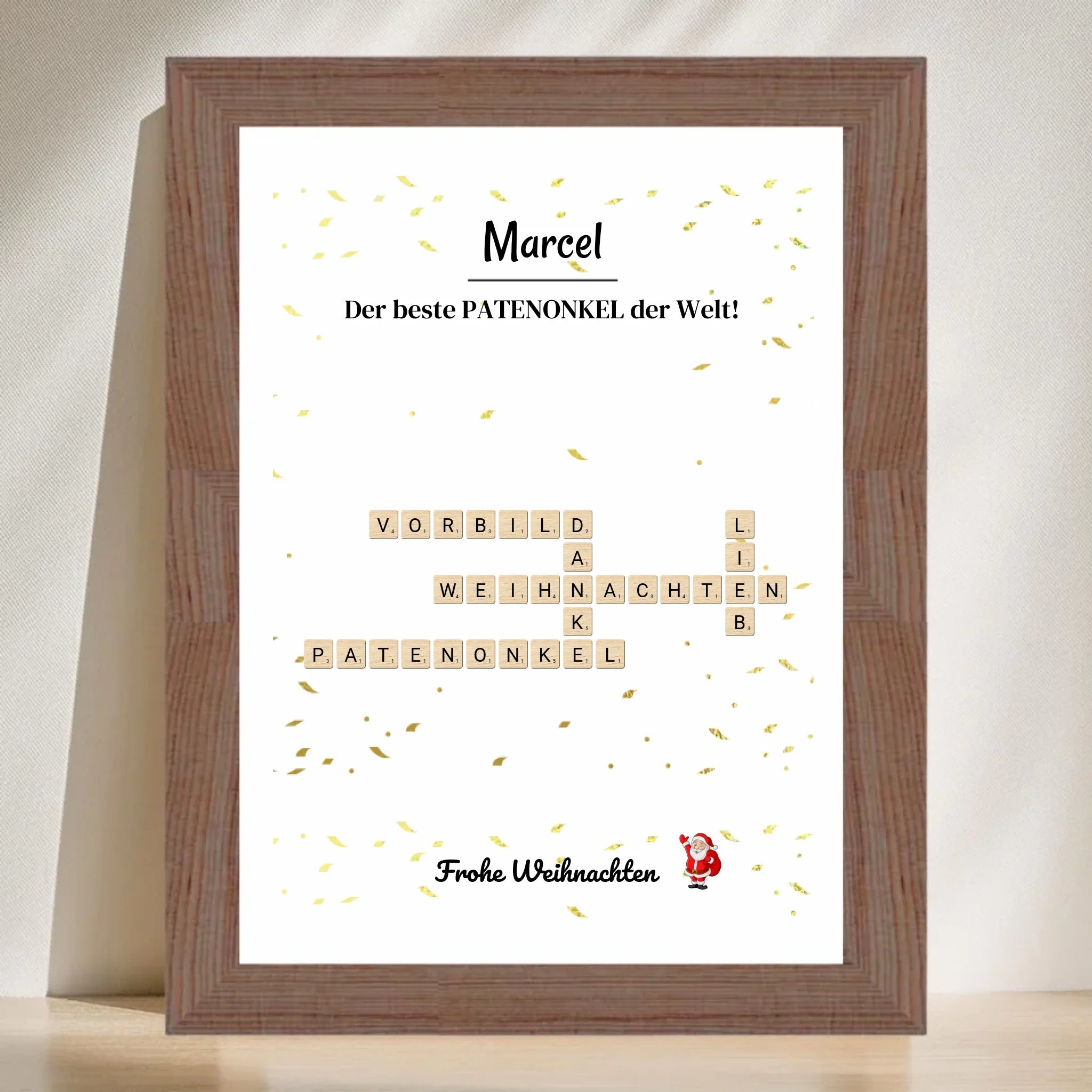 Patenonkel Weihnachtsgeschenk Bild Scrabble Style personalisierbar - Cantty