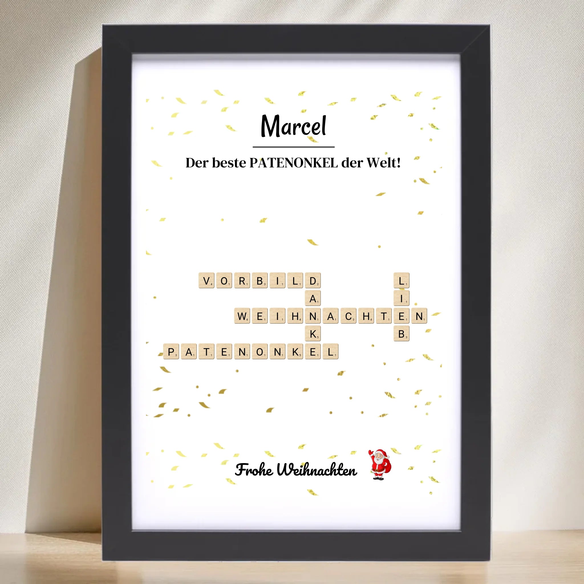 Patenonkel Weihnachtsgeschenk Bild Scrabble Style personalisierbar - Cantty