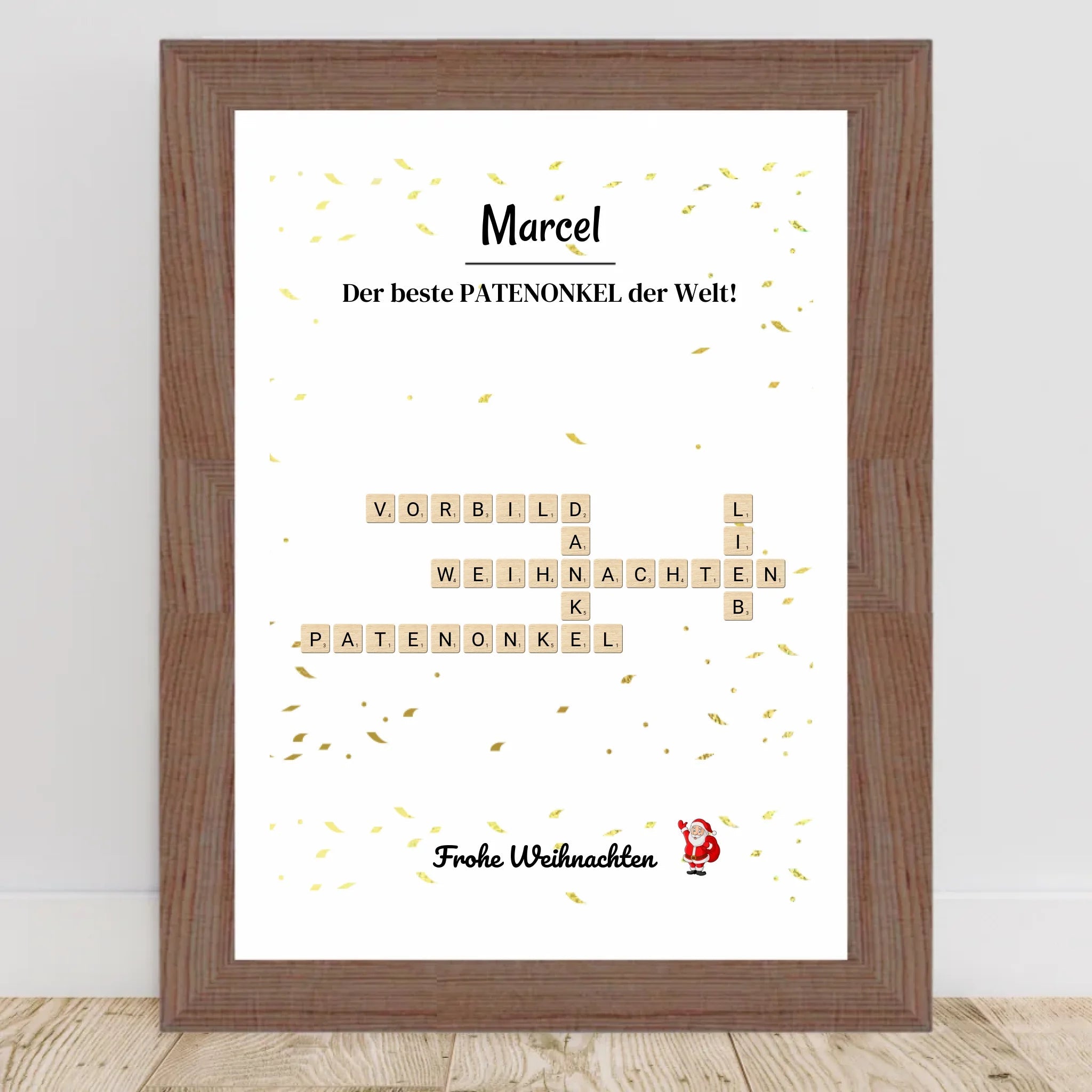Patenonkel Weihnachtsgeschenk Bild Scrabble Style personalisierbar - Cantty