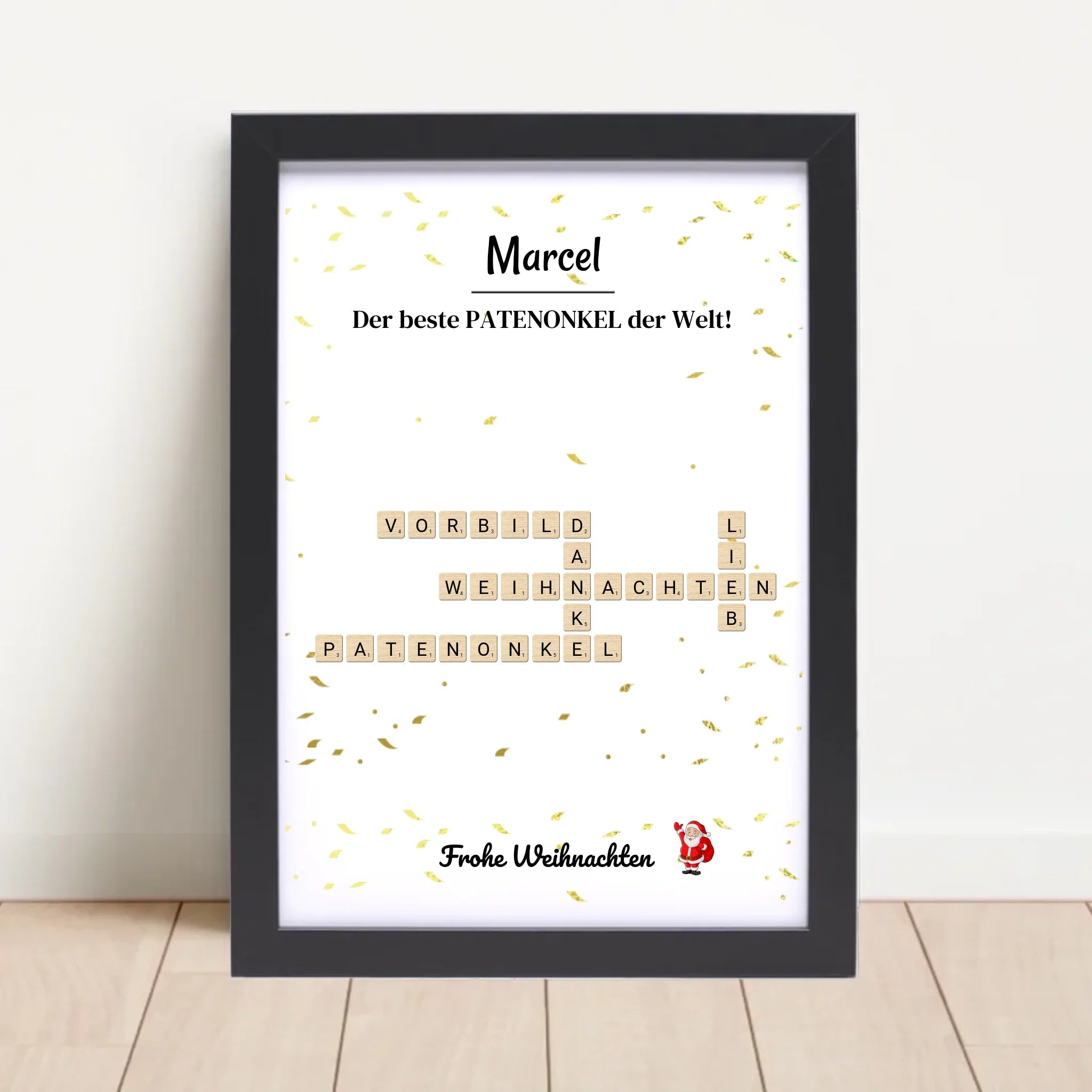 Patenonkel Weihnachtsgeschenk Bild Scrabble Style personalisierbar - Cantty