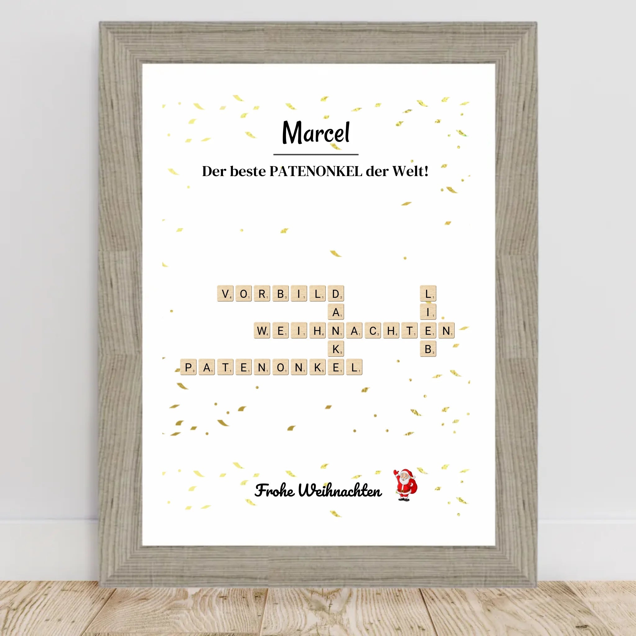 Patenonkel Weihnachtsgeschenk Bild Scrabble Style personalisierbar - Cantty