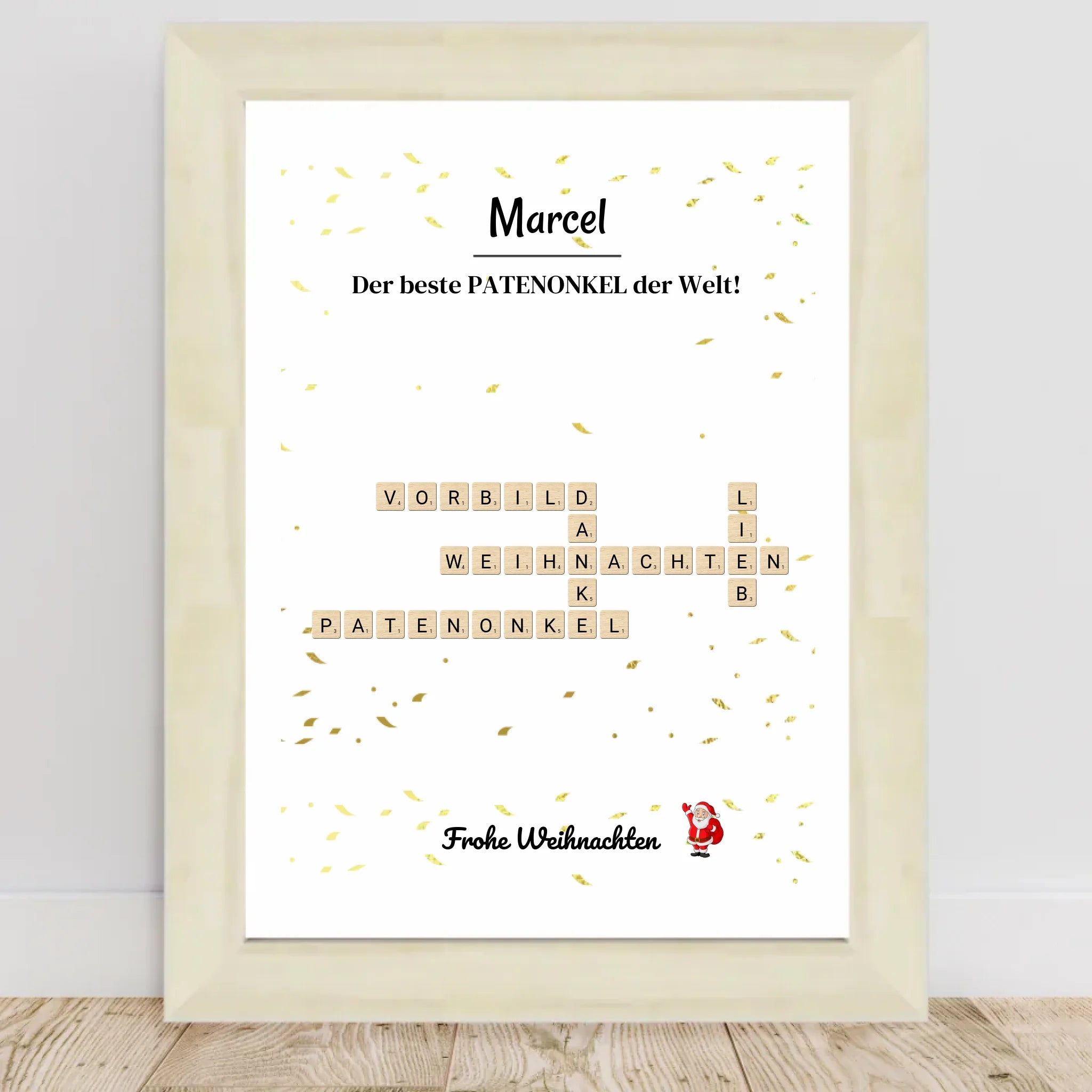 Patenonkel Weihnachtsgeschenk Bild Scrabble Style personalisierbar - Cantty