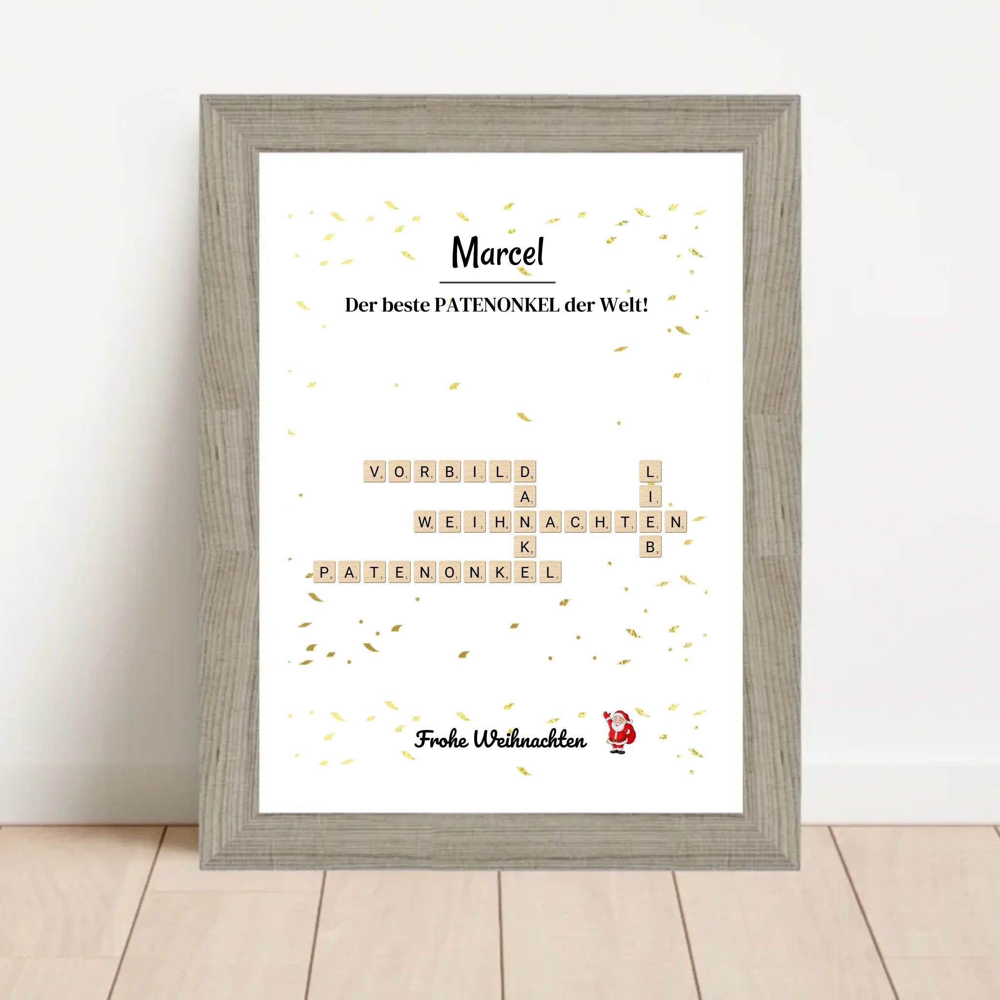 Patenonkel Weihnachtsgeschenk Bild Scrabble Style personalisierbar - Cantty