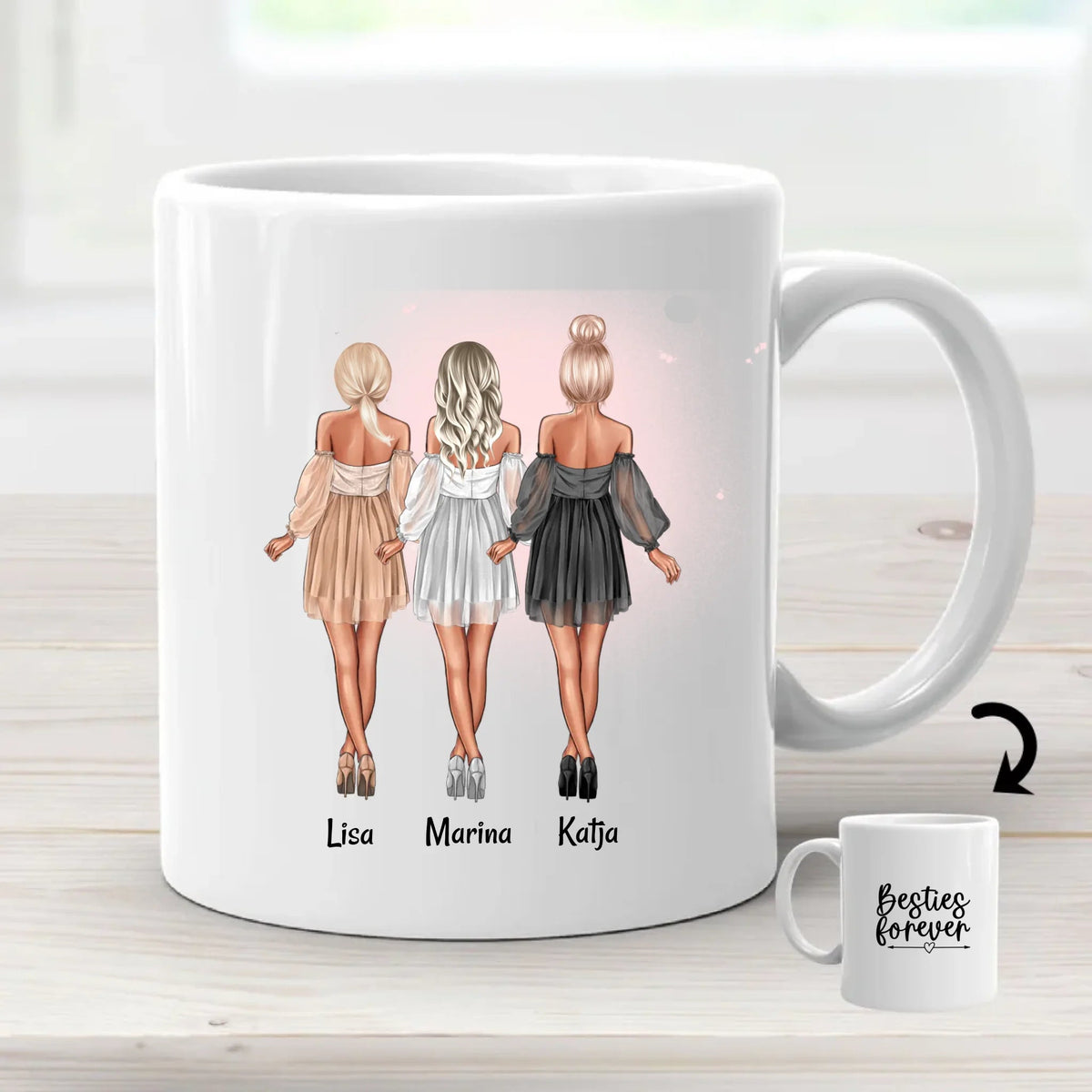 Personalisierte 3 Freundinnen Tasse • Hier selber gestalten
