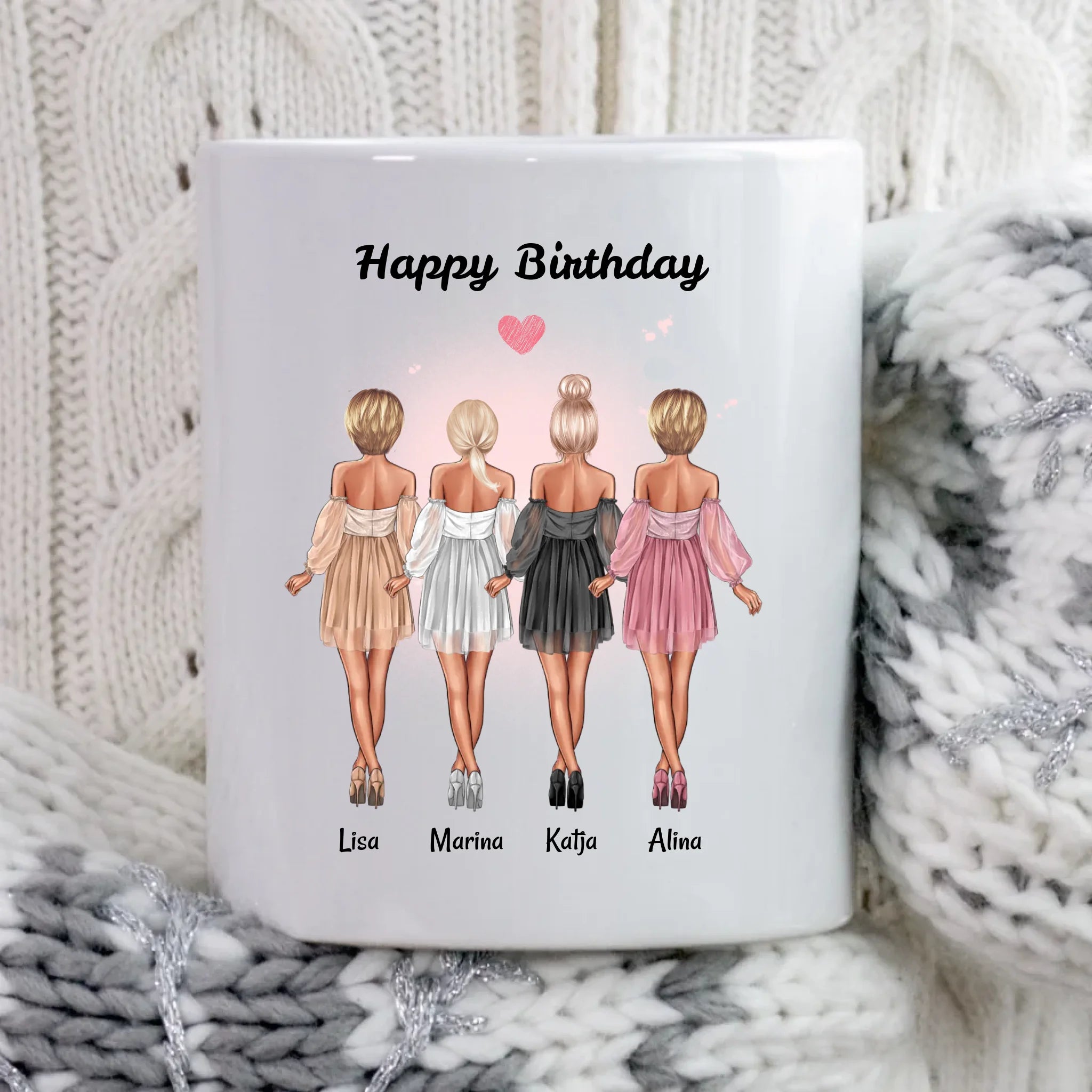 Personalisierte Tasse für 4 Freundinnen Geschenk mit Name - Cantty