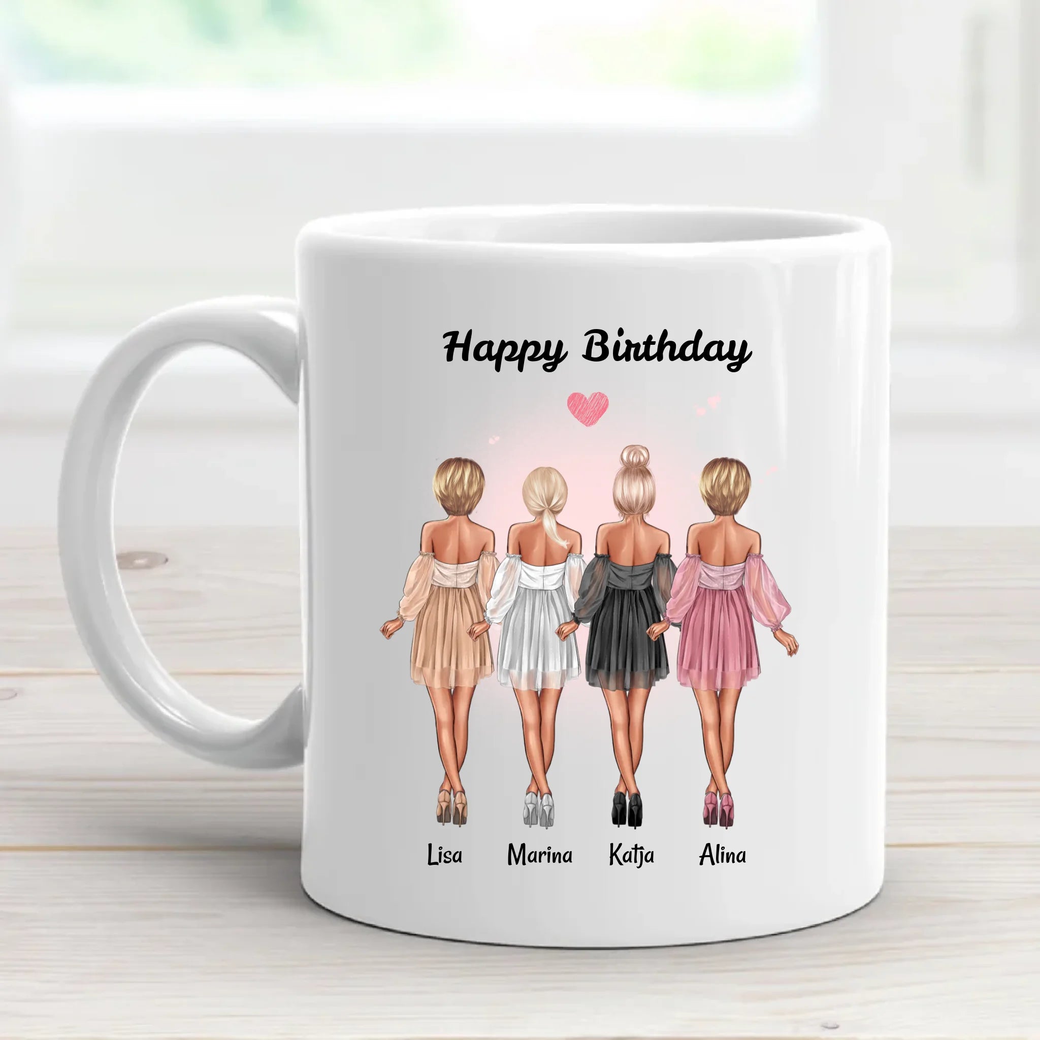 Personalisierte Tasse für 4 Freundinnen Geschenk mit Name - Cantty