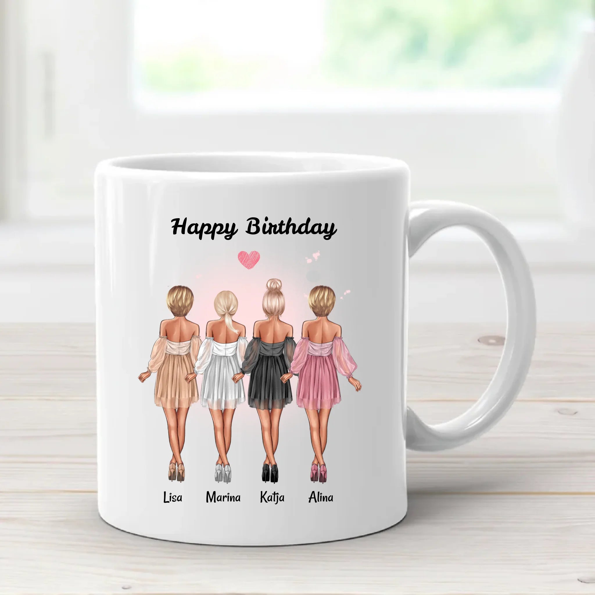 Personalisierte Tasse für 4 Freundinnen Geschenk mit Name - Cantty