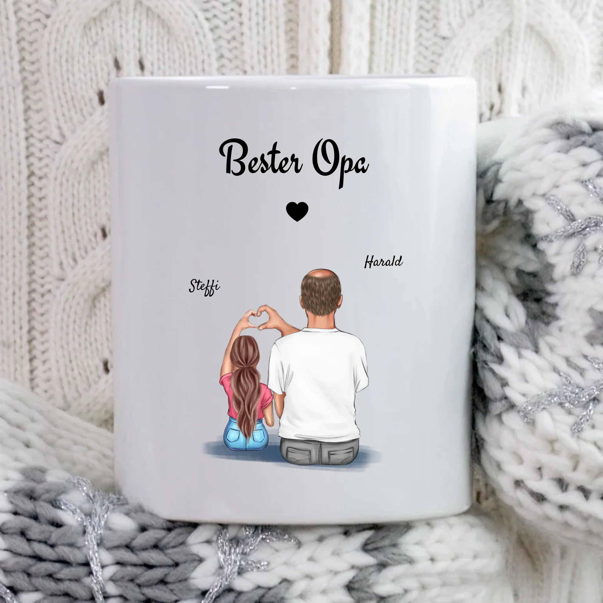 Personalisierte Papa/Mama Gang Tasse – Vatertag Geschenk, Keramik, 325 Ml, Mikrowellengeeignet