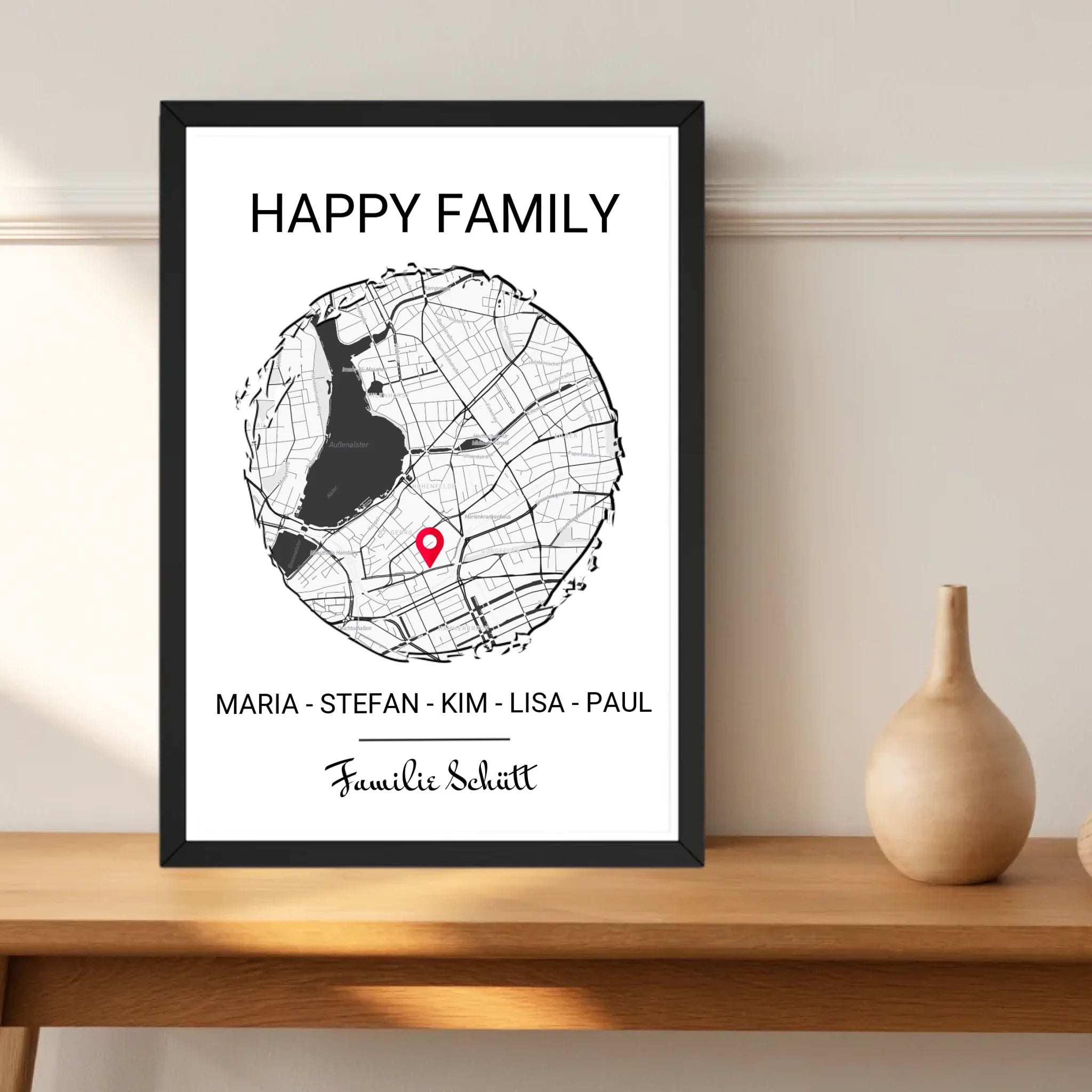 Personalisiertes Geschenk Familie Einzug in neue Wohnung Stadtkarte Poster - Cantty