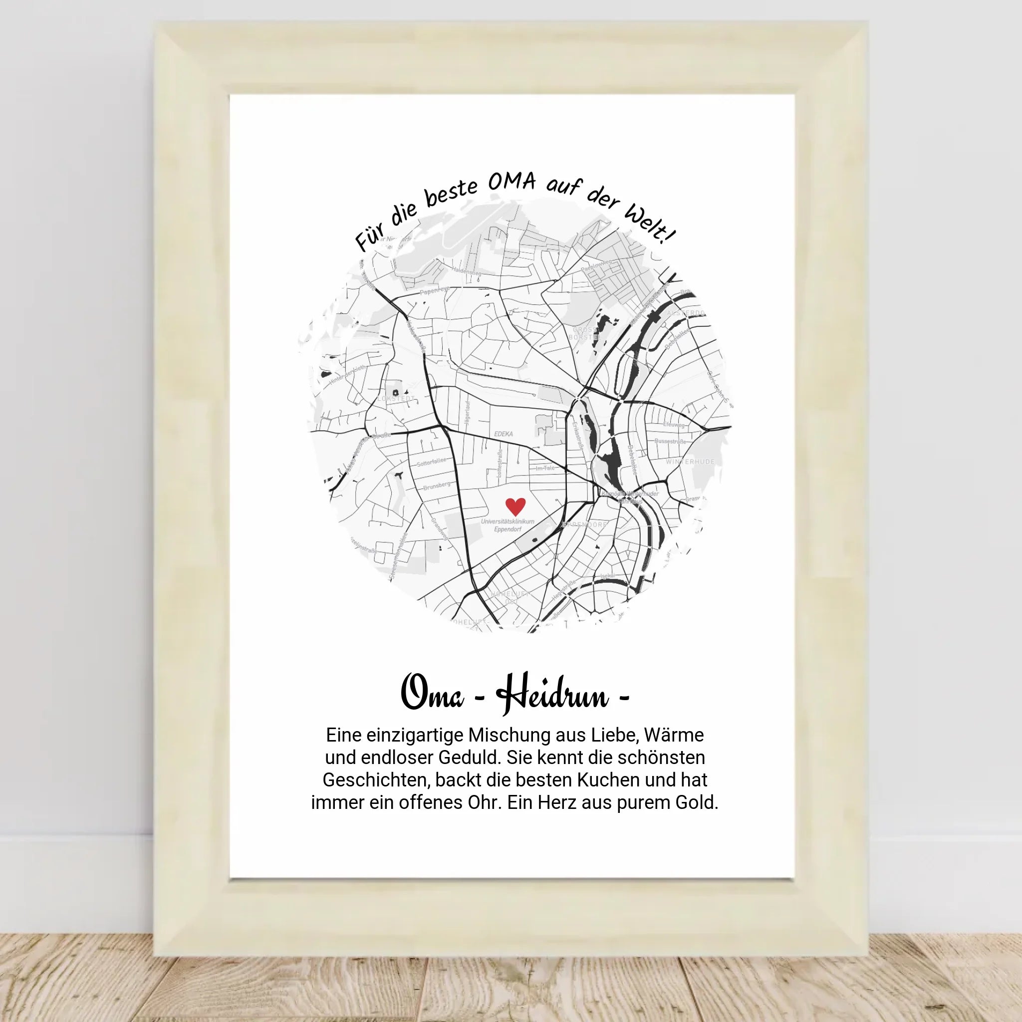 Personalisiertes Geschenk für Oma Poster Stadtkarte zum Geburtstag, Weihnachten & Muttertag - Cantty