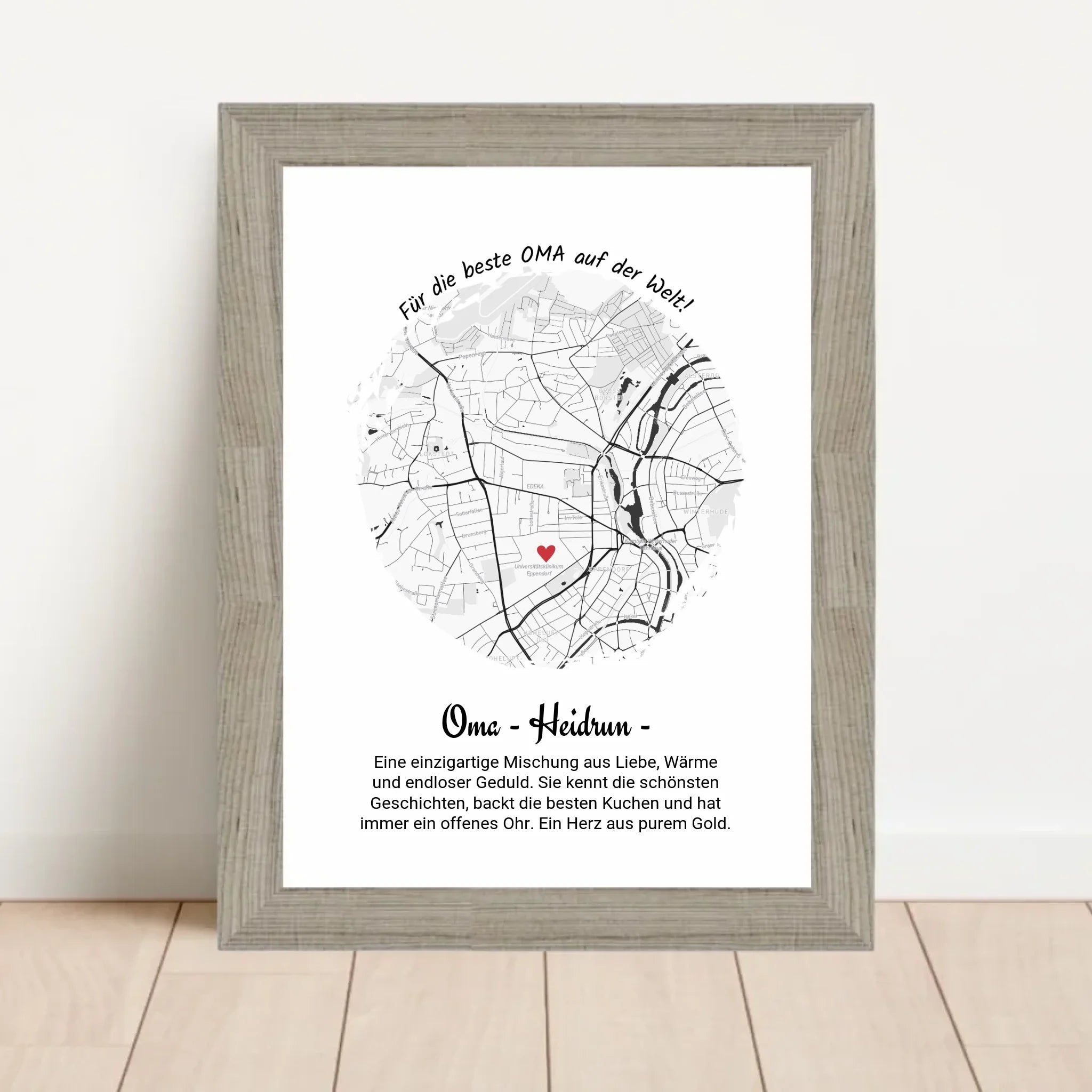 Personalisiertes Geschenk für Oma Poster Stadtkarte zum Geburtstag, Weihnachten & Muttertag - Cantty