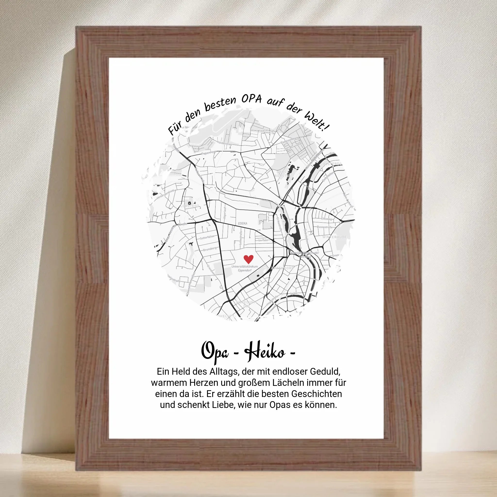 Personalisiertes Geschenk für Opa Poster Stadtkarte zum Geburtstag, Weihnachten & Vatertag - Cantty
