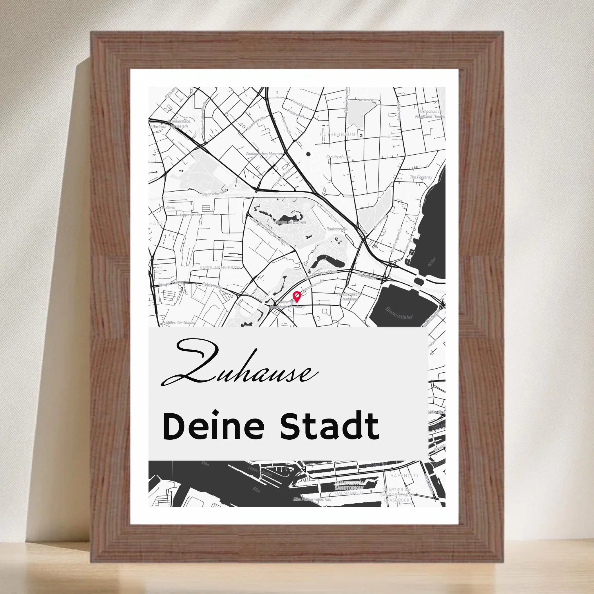 Personalisiertes Kartenposter Stadtkarte Koordinaten Map deiner Stadt - Cantty