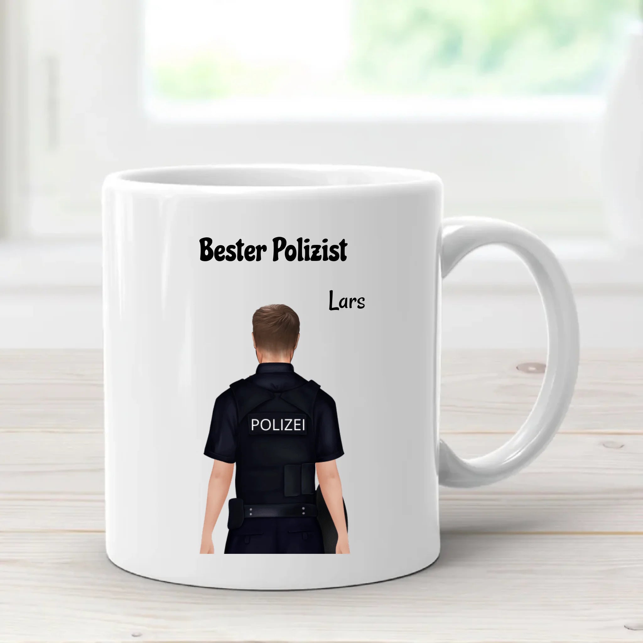 Personalisiert Polizisten Tasse 'Cool Bleiben Und ... Rufen' – Schwarz, 300 Ml, Spülmaschinengeeignet