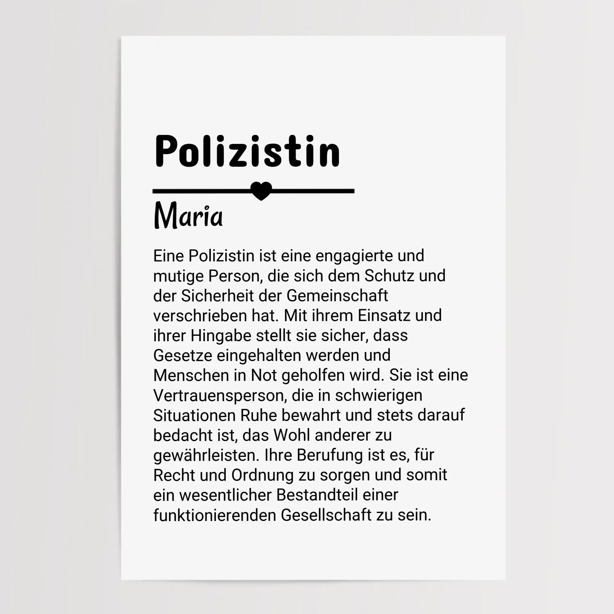 Polizistin Definition Poster Geschenk personalisiert - Cantty