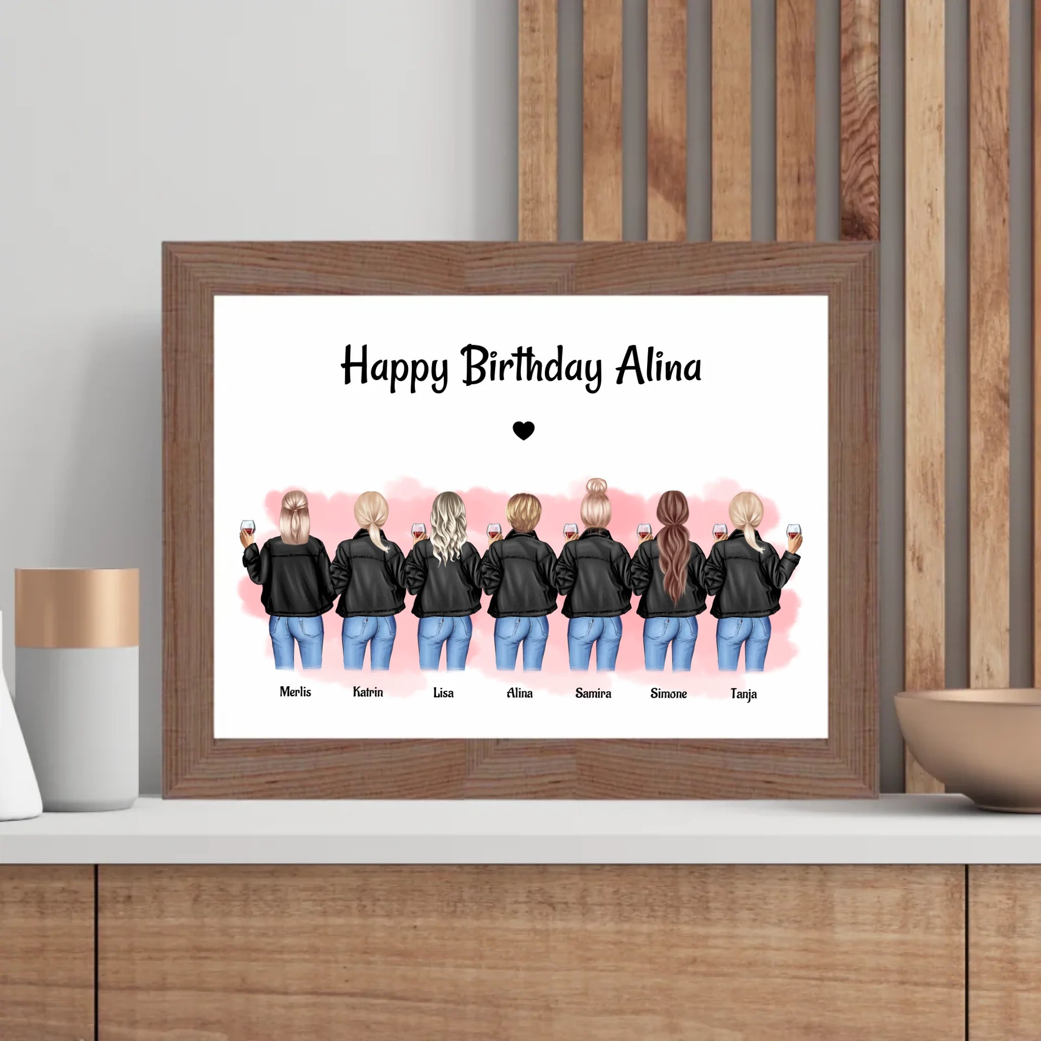 Poster 7 Freundinnen Geburtstag Geschenk personalisieren - Cantty