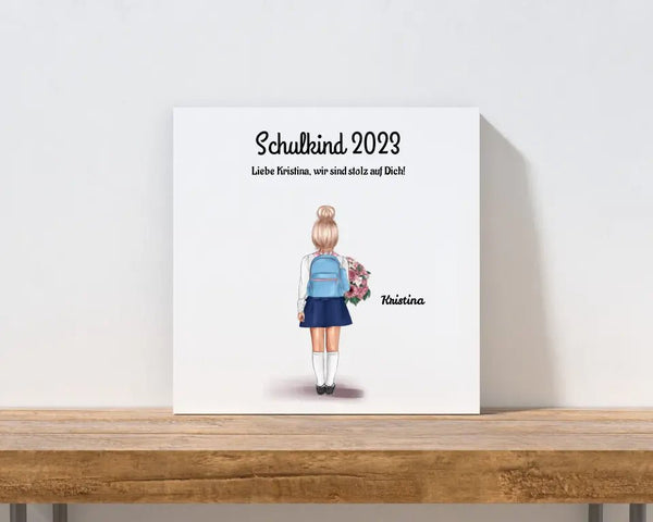 Schulkind 2022 Mädchen Geschenk Leinwandbild - Cantty