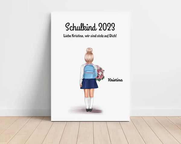 Schulkind 2022 Mädchen Geschenk Leinwandbild - Cantty