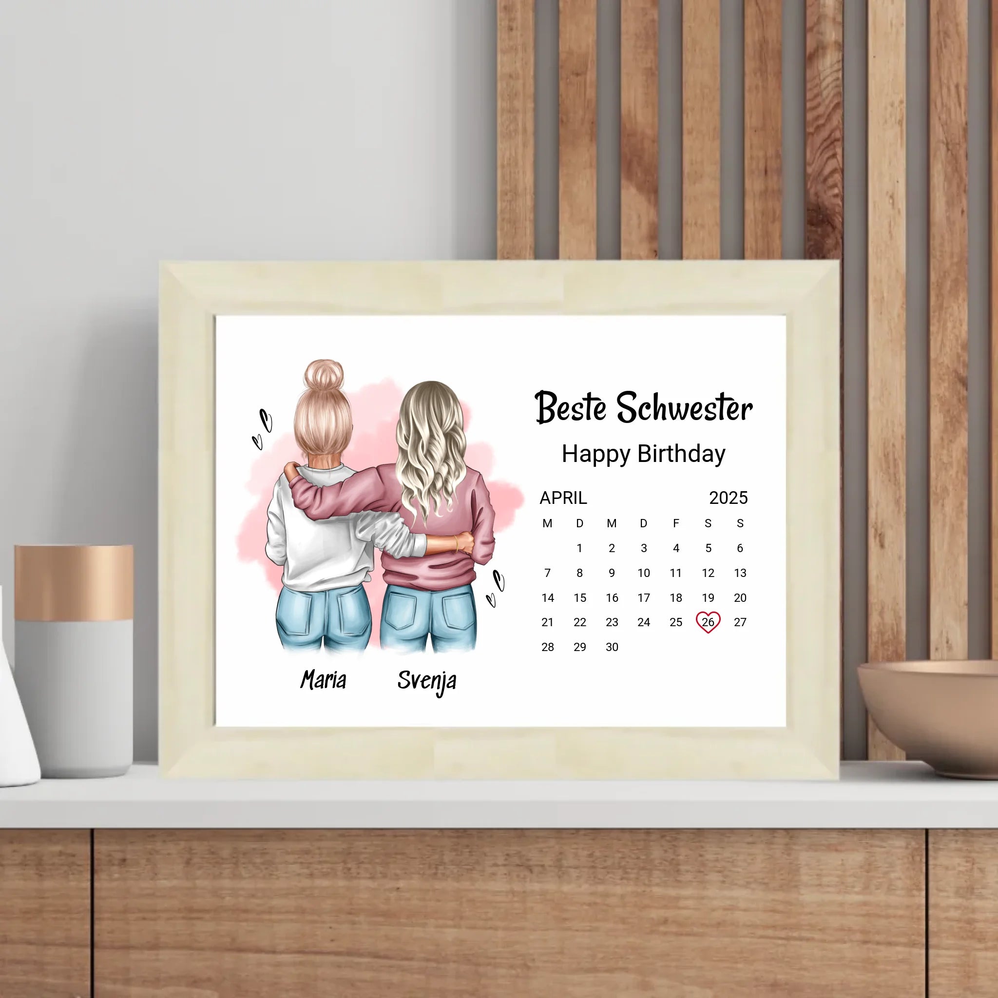 Schwester Geburtstag Geschenk Poster mit Datum - Cantty
