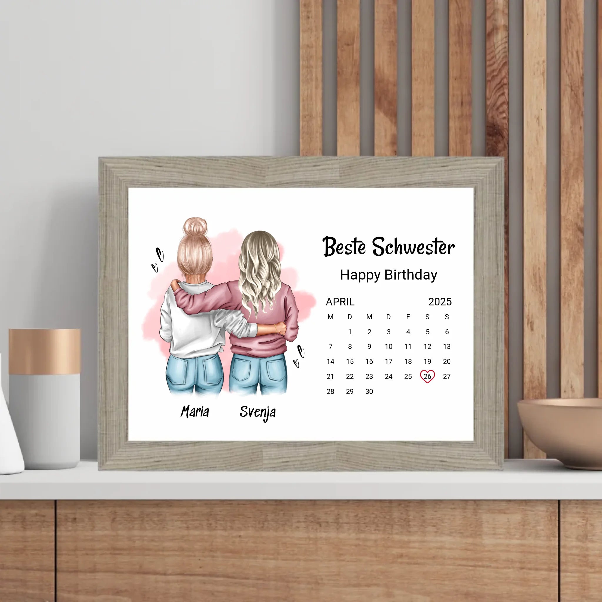 Schwester Geburtstag Geschenk Poster mit Datum - Cantty