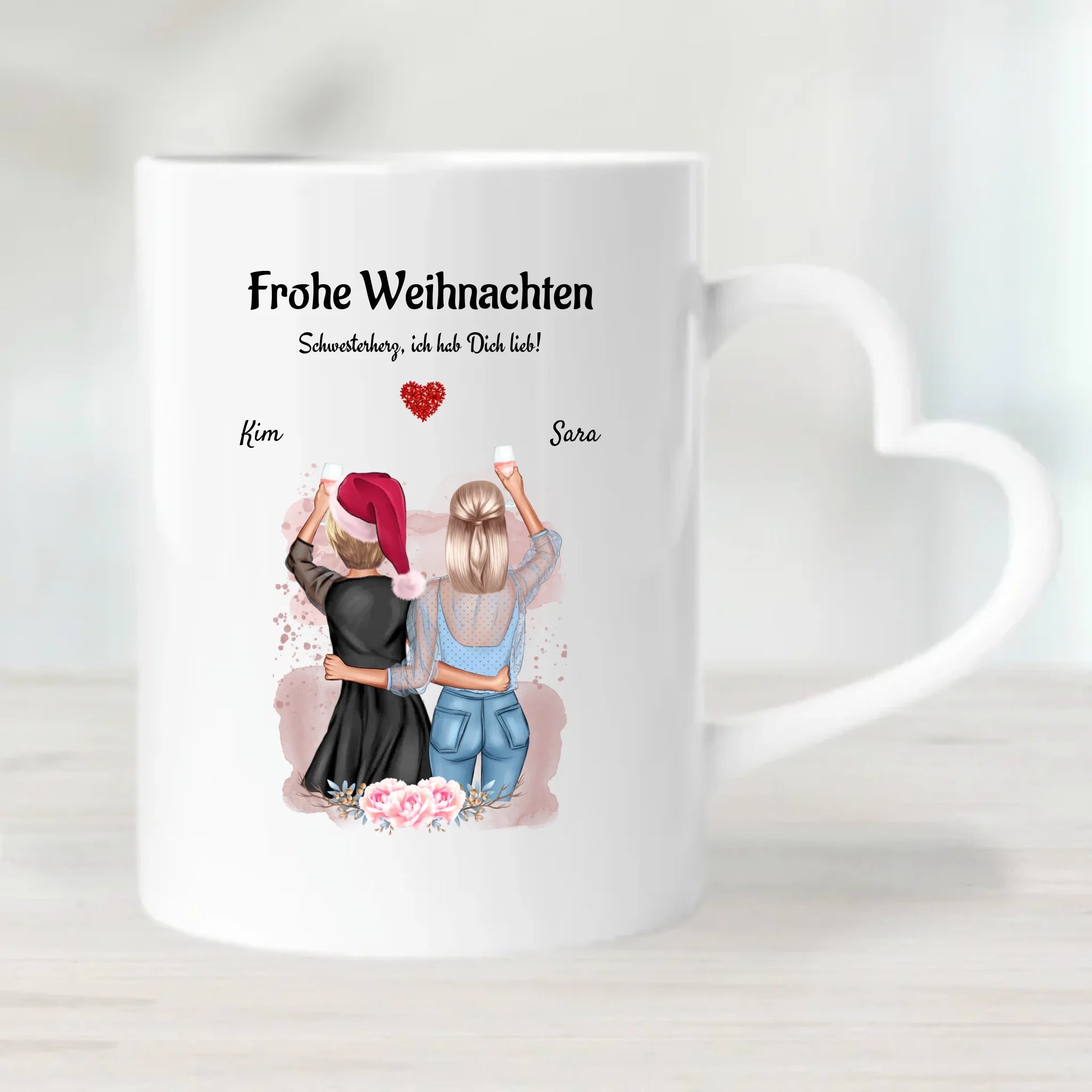 Schwester Keramik & Emaille Tasse Geschenk Weihanchten personalisiert - Cantty