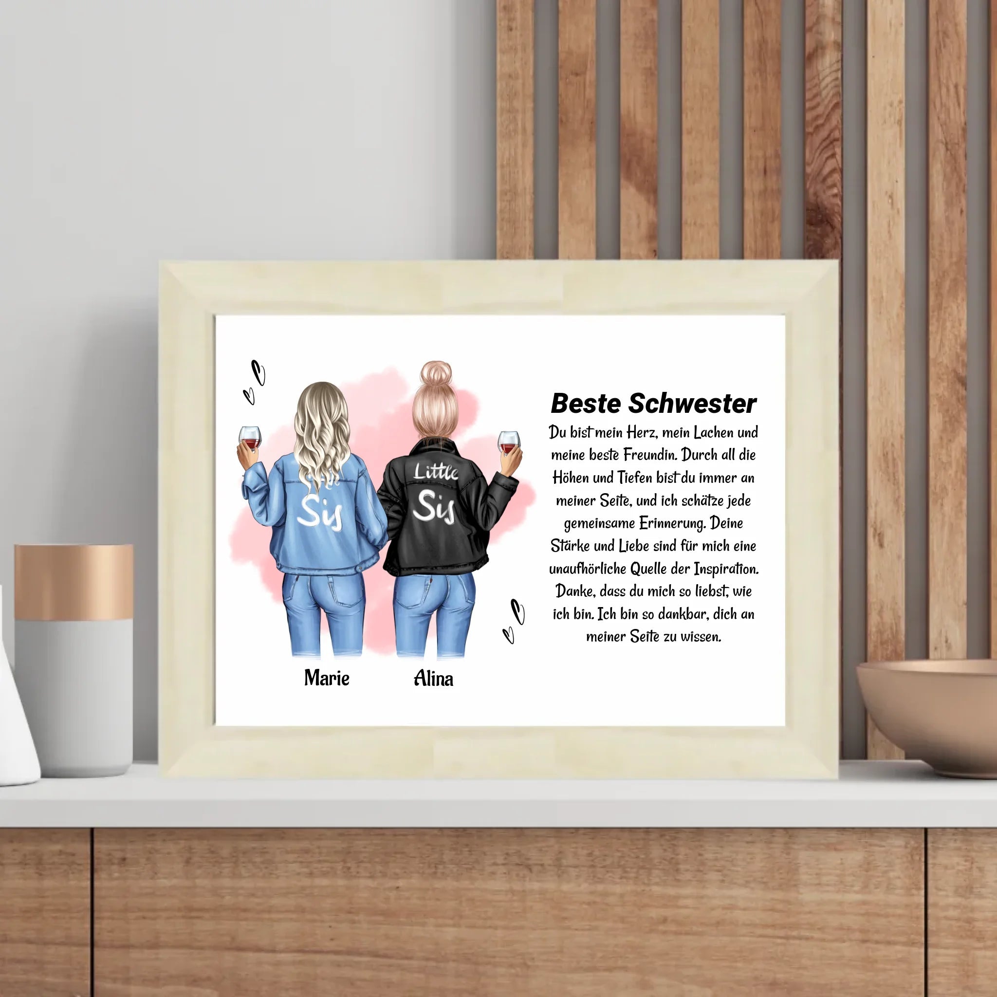 Schwester Poster Bild Karte Geschenk personalisiert - Cantty