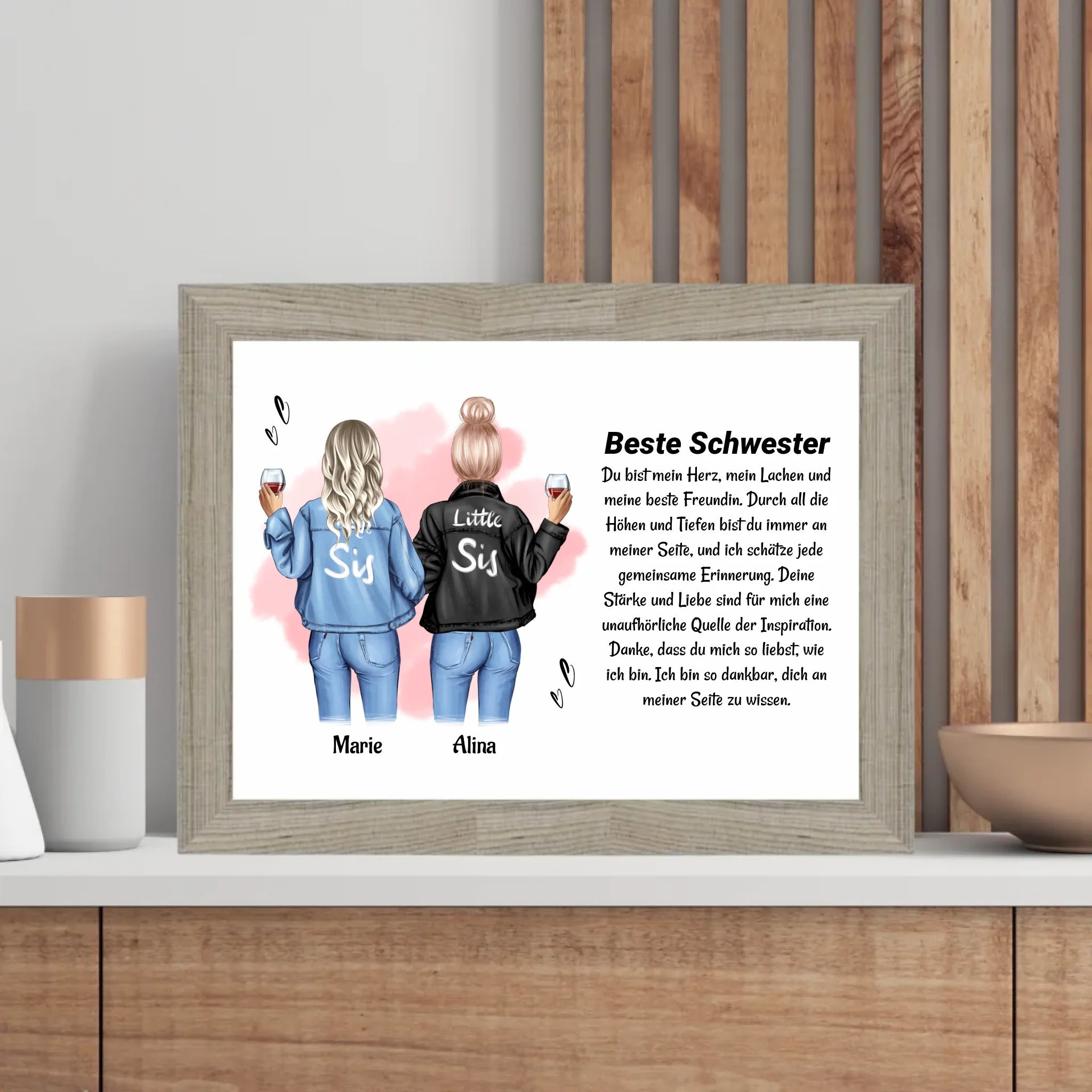 Schwester Poster Bild Karte Geschenk personalisiert - Cantty
