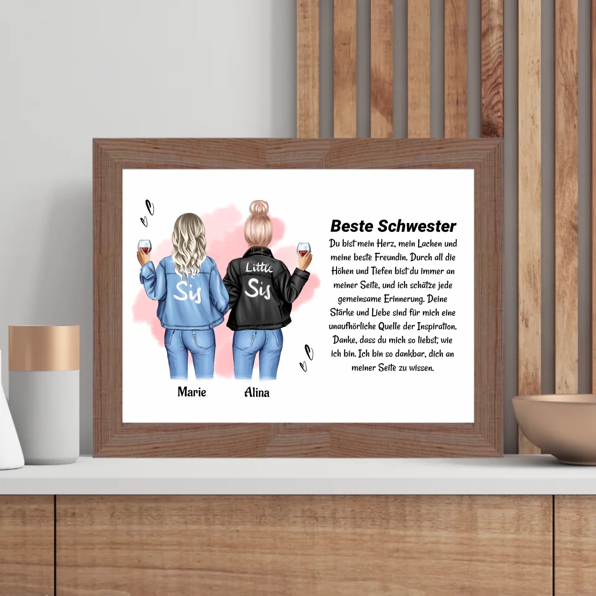 Schwester Poster Bild Karte Geschenk personalisiert - Cantty