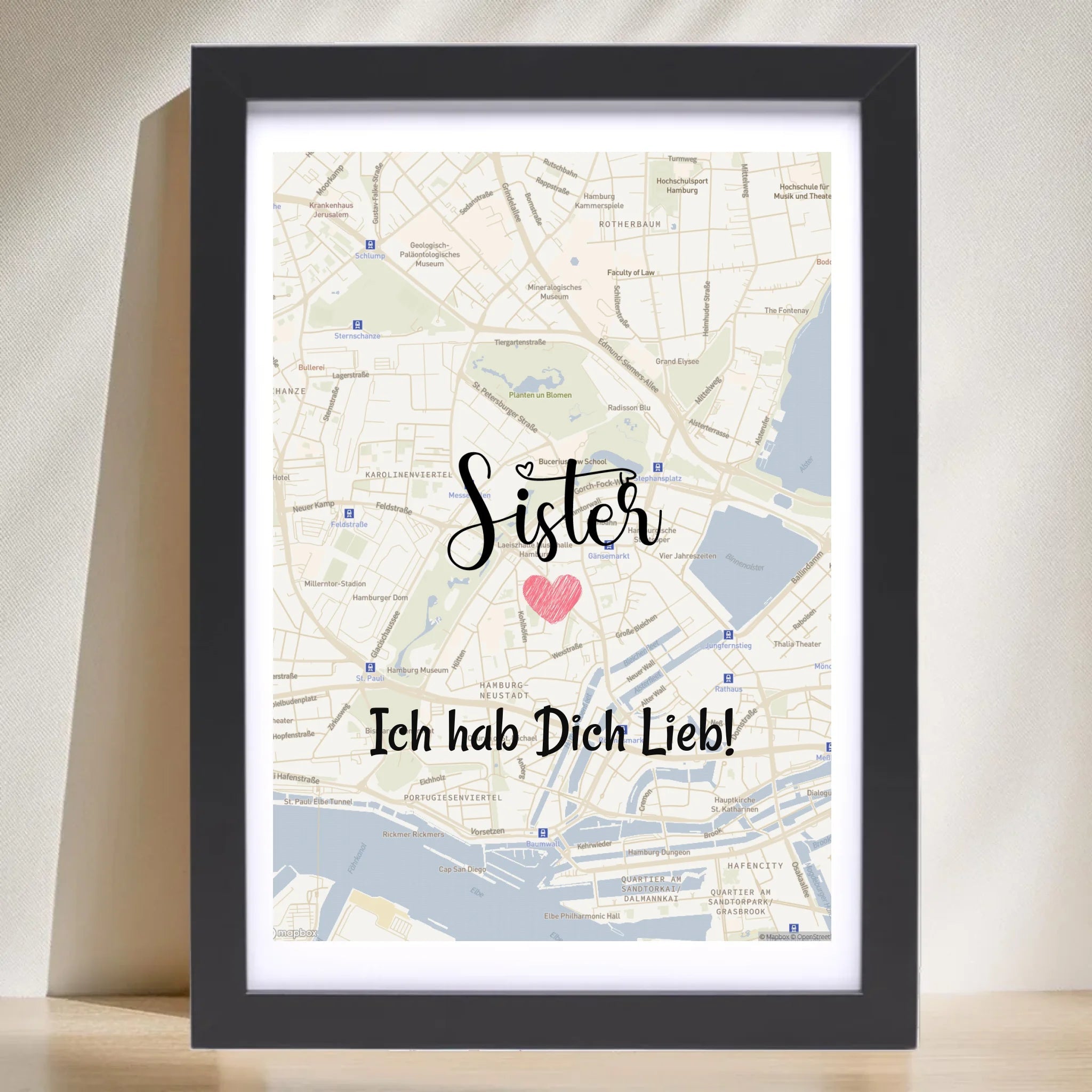 Schwester Poster Stadtkarte Geschenk personalisiert - Cantty