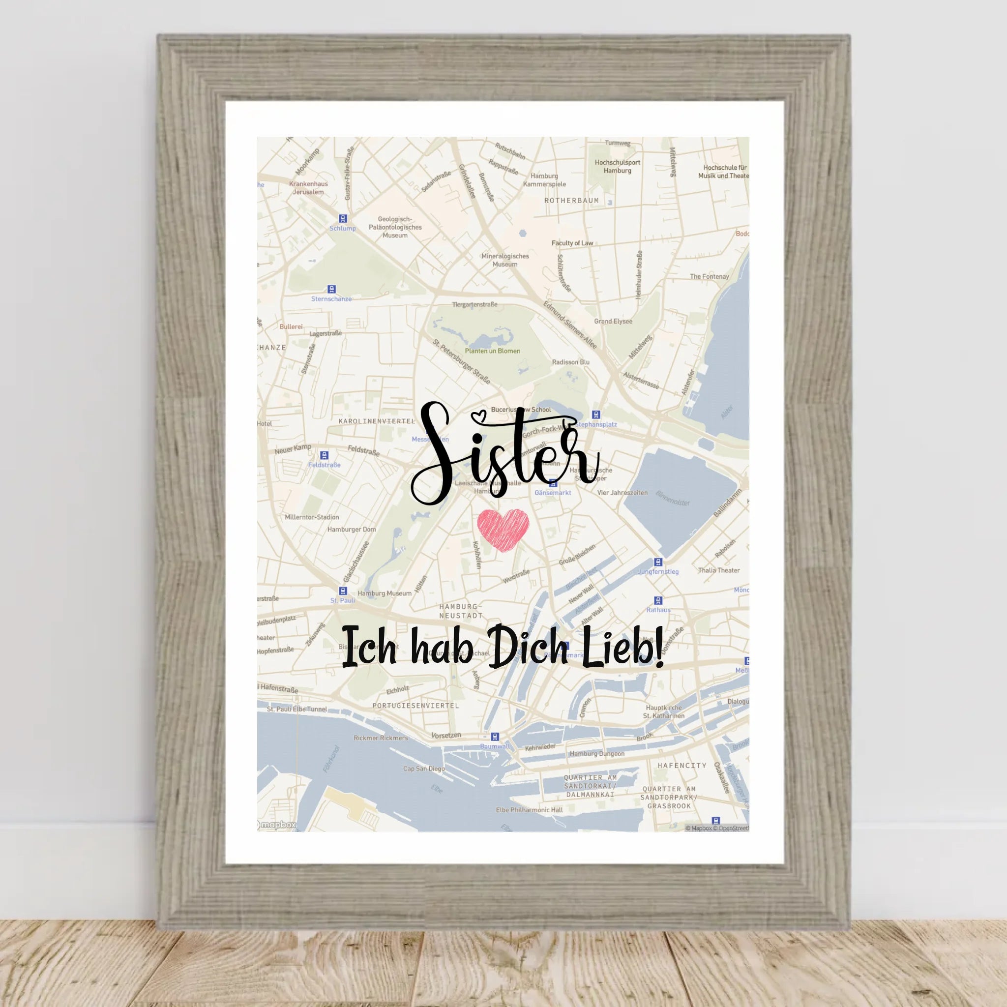 Schwester Poster Stadtkarte Geschenk personalisiert - Cantty