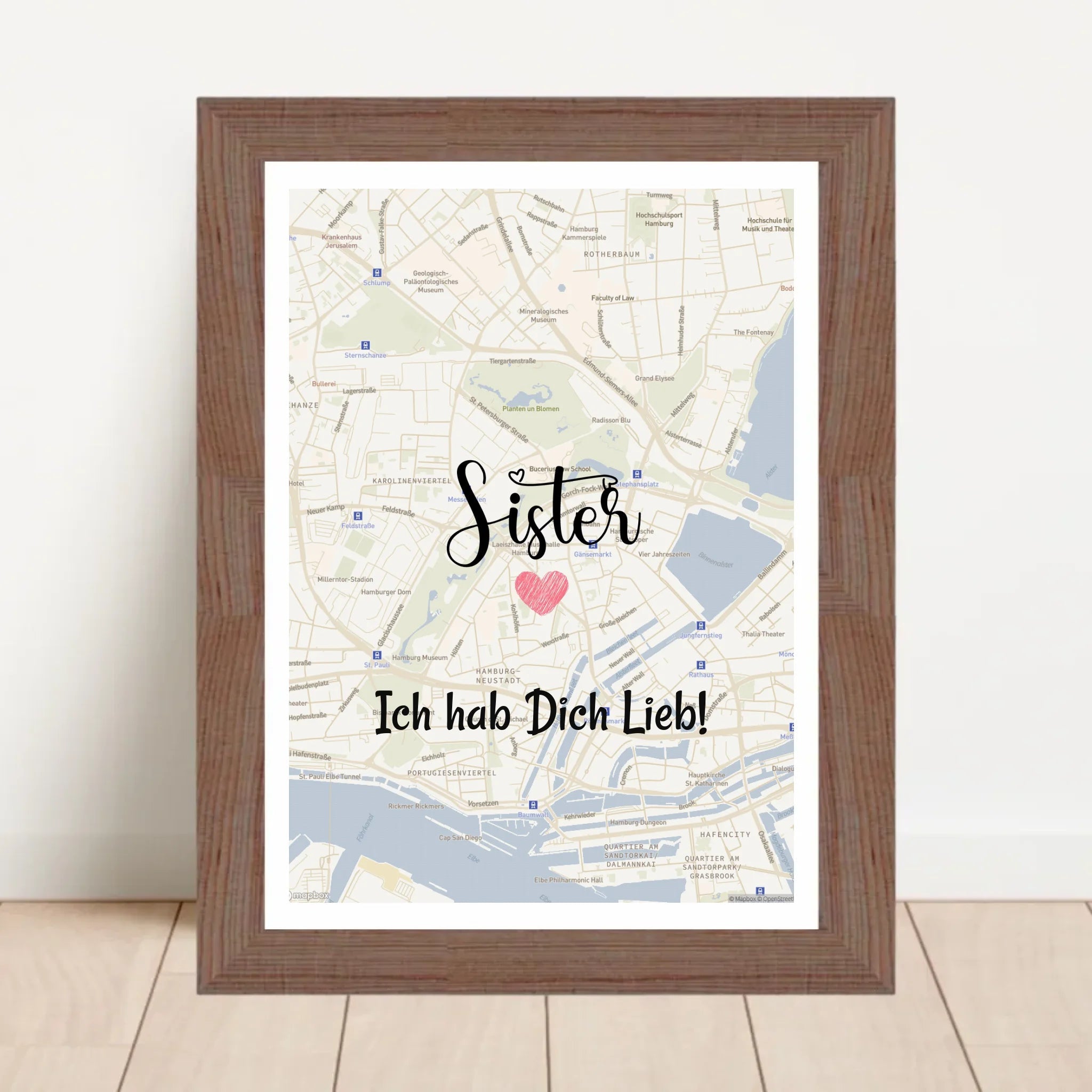 Schwester Poster Stadtkarte Geschenk personalisiert - Cantty