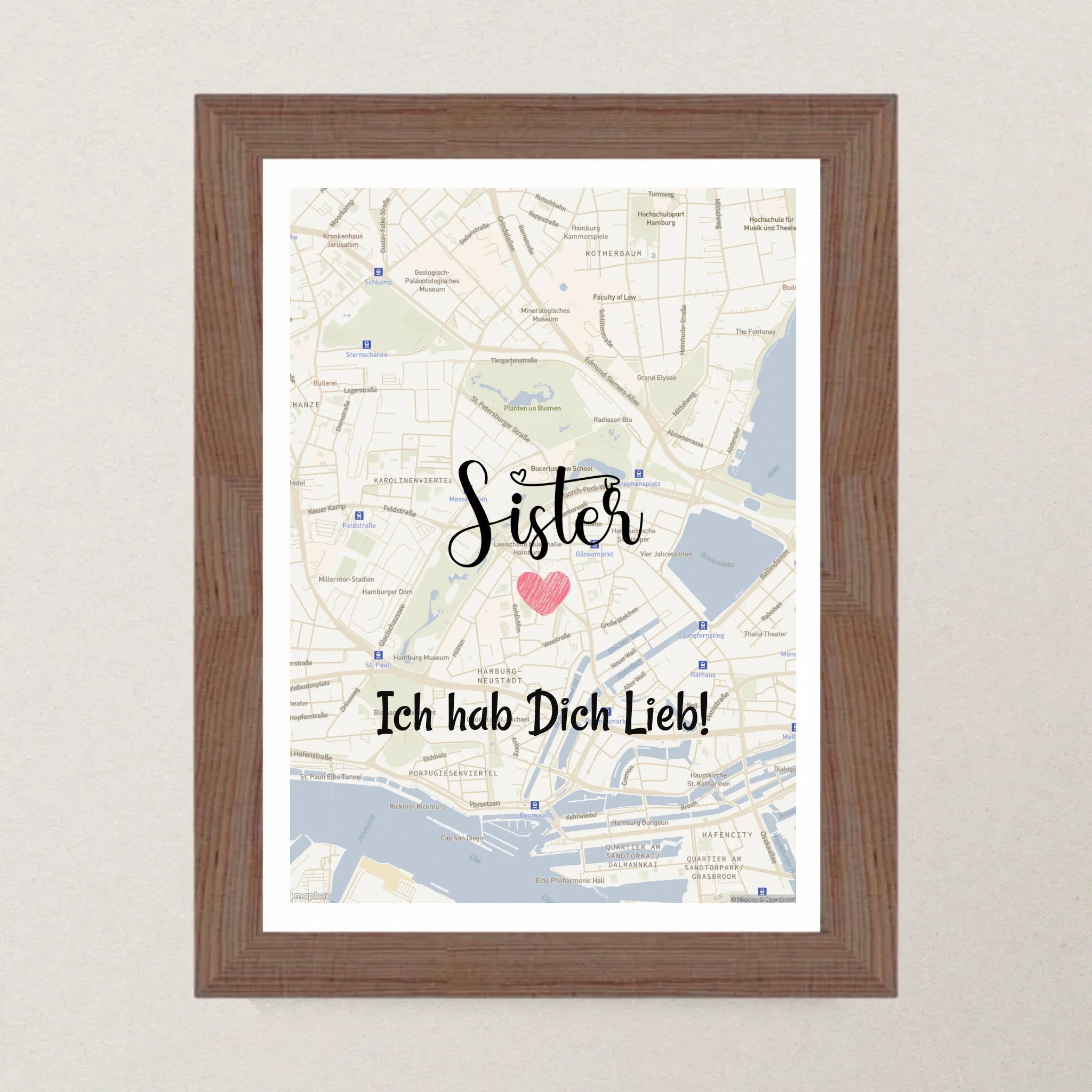 Schwester Poster Stadtkarte Geschenk personalisiert - Cantty