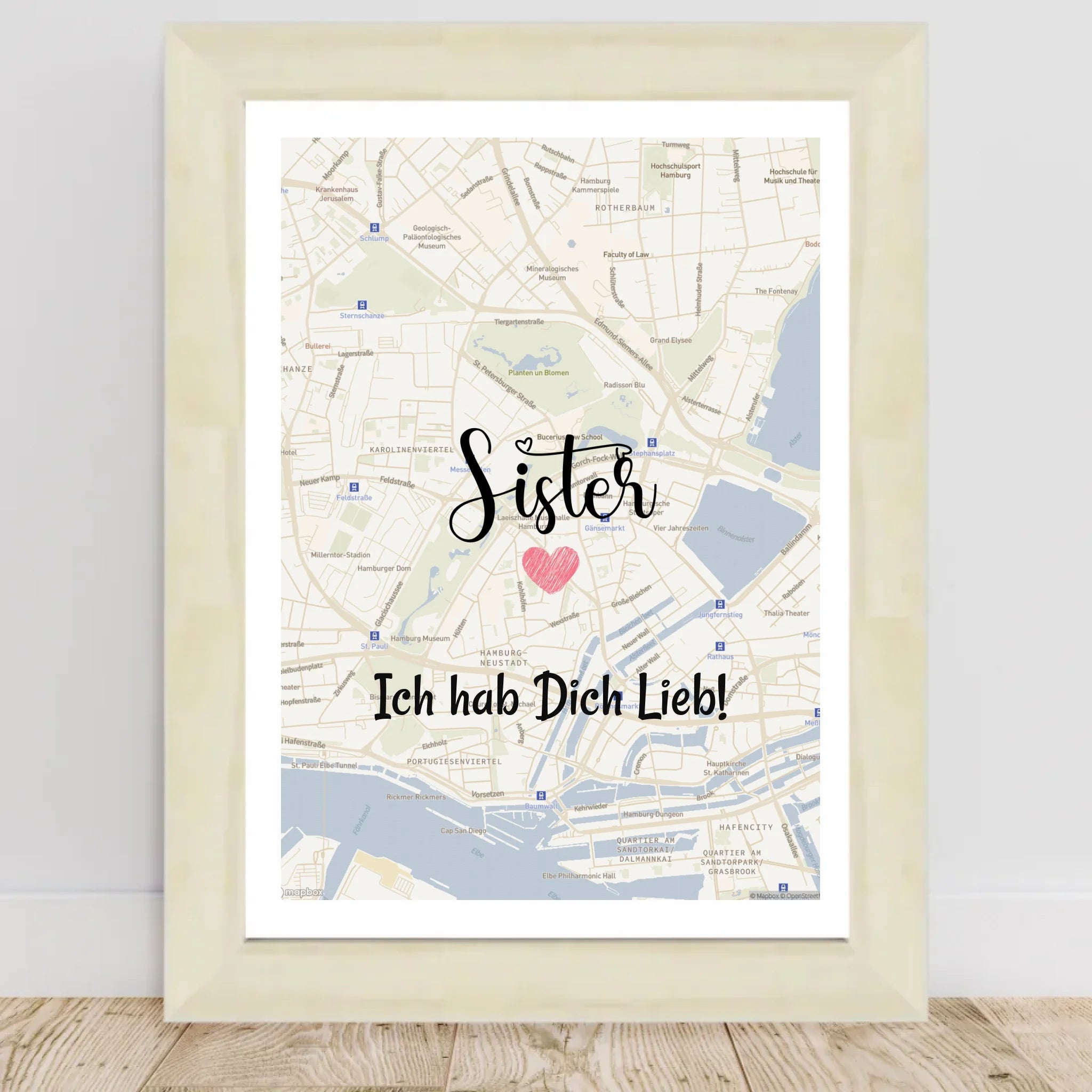 Schwester Poster Stadtkarte Geschenk personalisiert - Cantty
