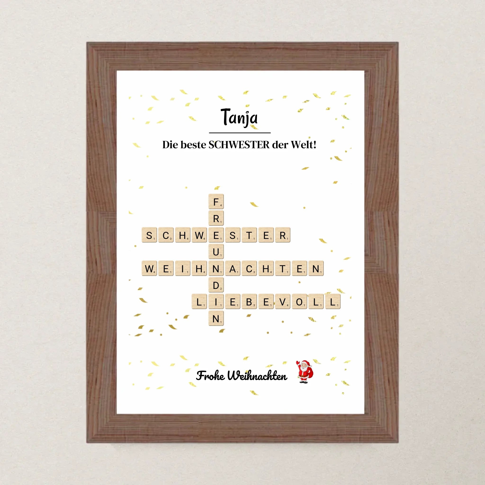Schwester Weihnachtsgeschenk Bild Scrabble Style personalisierbar - Cantty