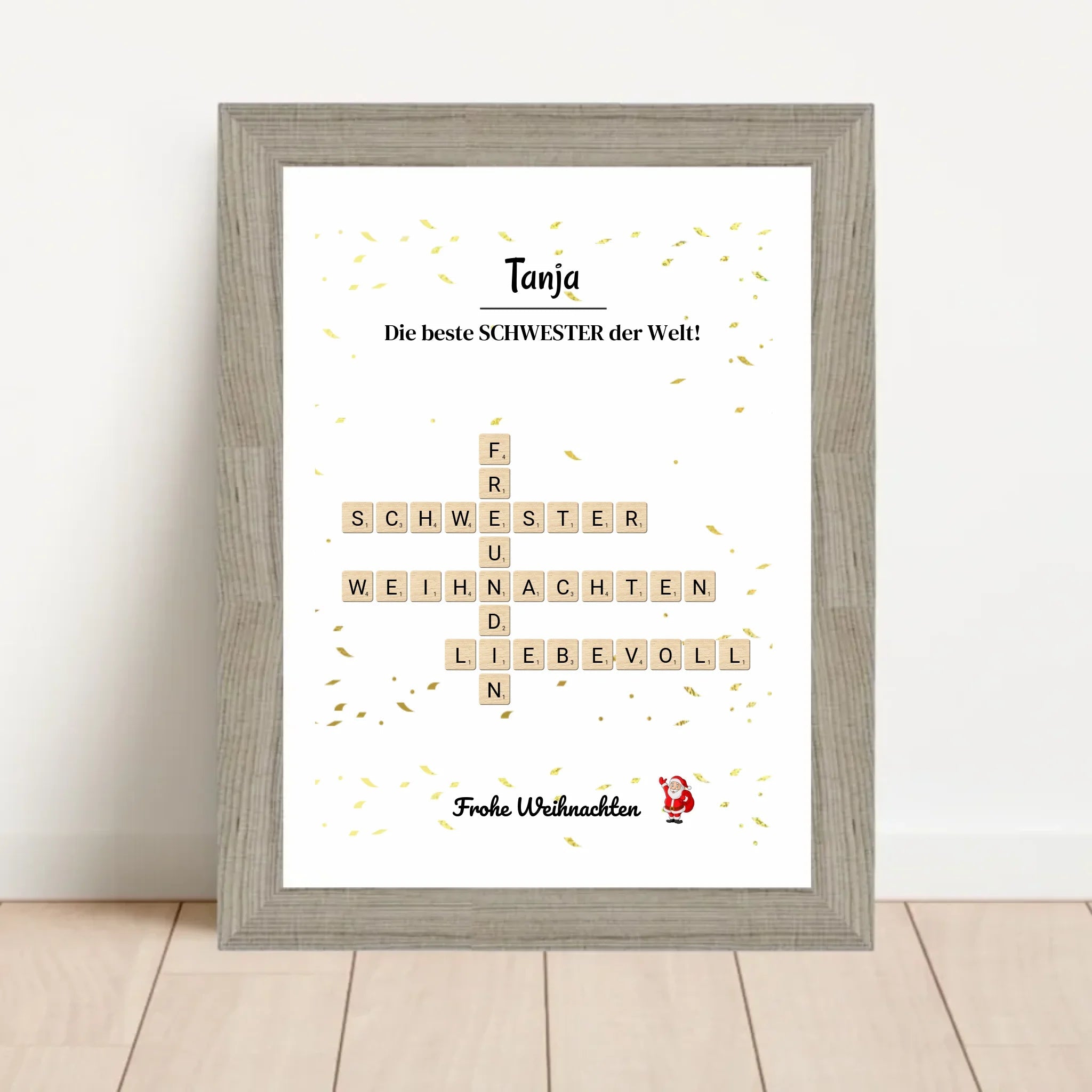 Schwester Weihnachtsgeschenk Bild Scrabble Style personalisierbar - Cantty