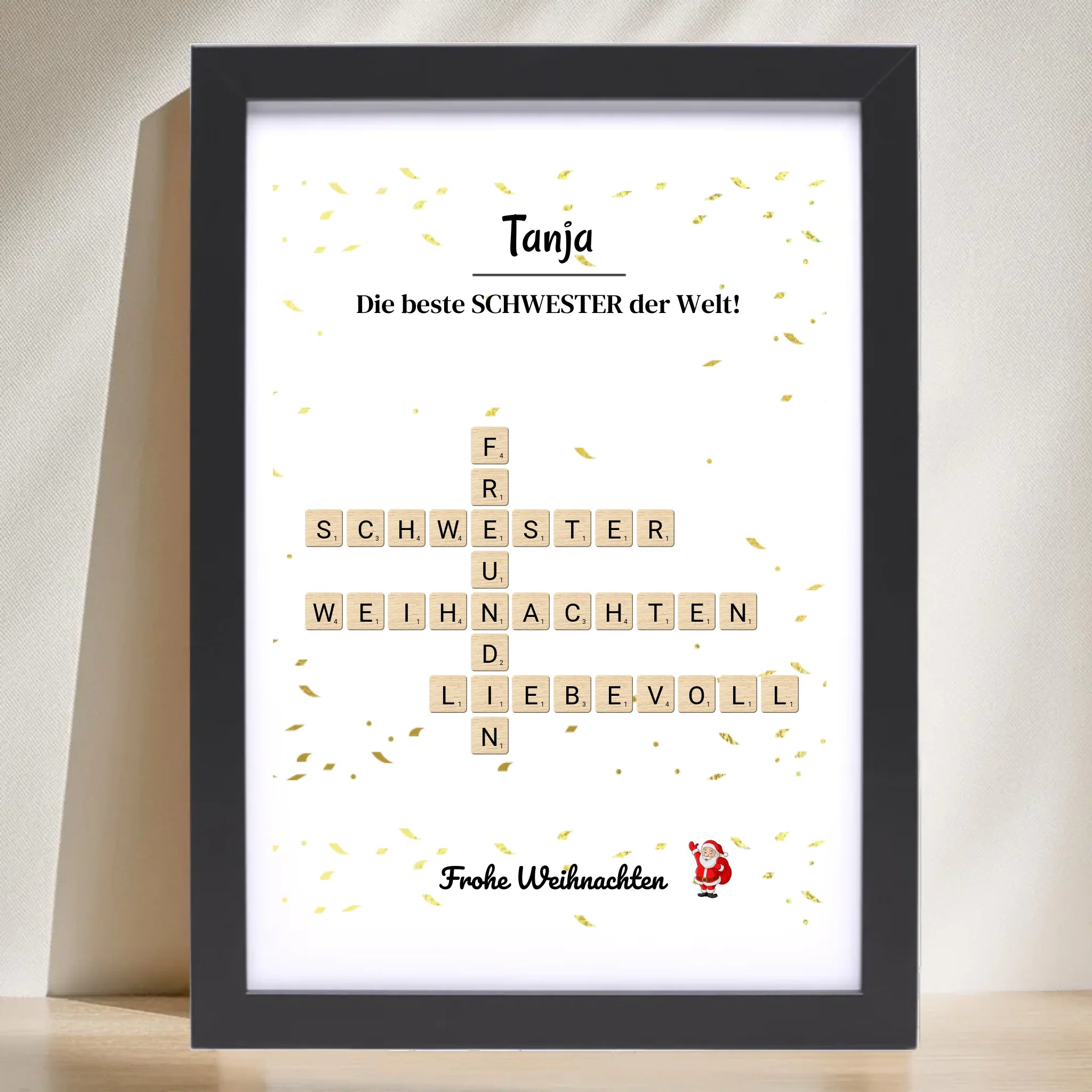Schwester Weihnachtsgeschenk Bild Scrabble Style personalisierbar - Cantty