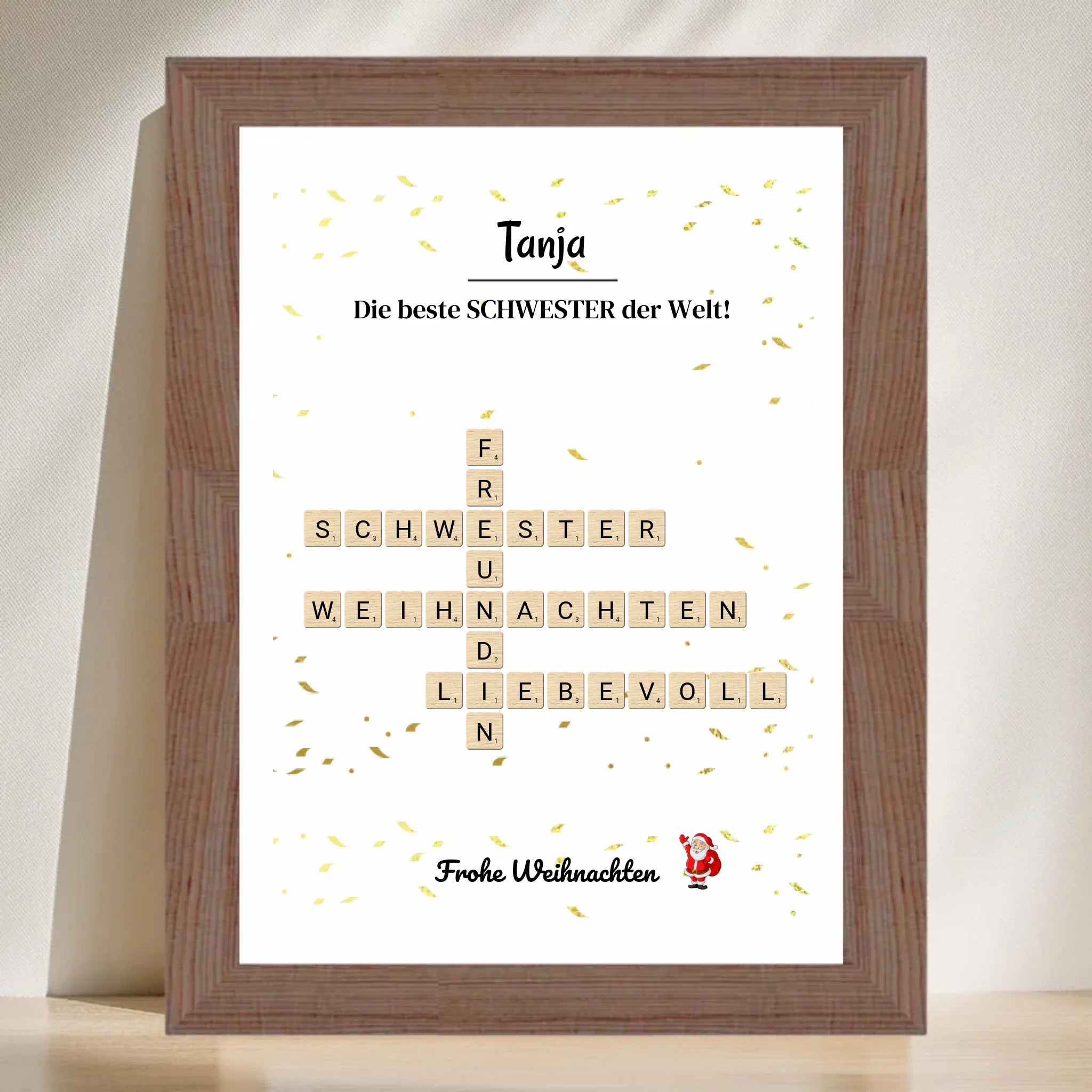 Schwester Weihnachtsgeschenk Bild Scrabble Style personalisierbar - Cantty