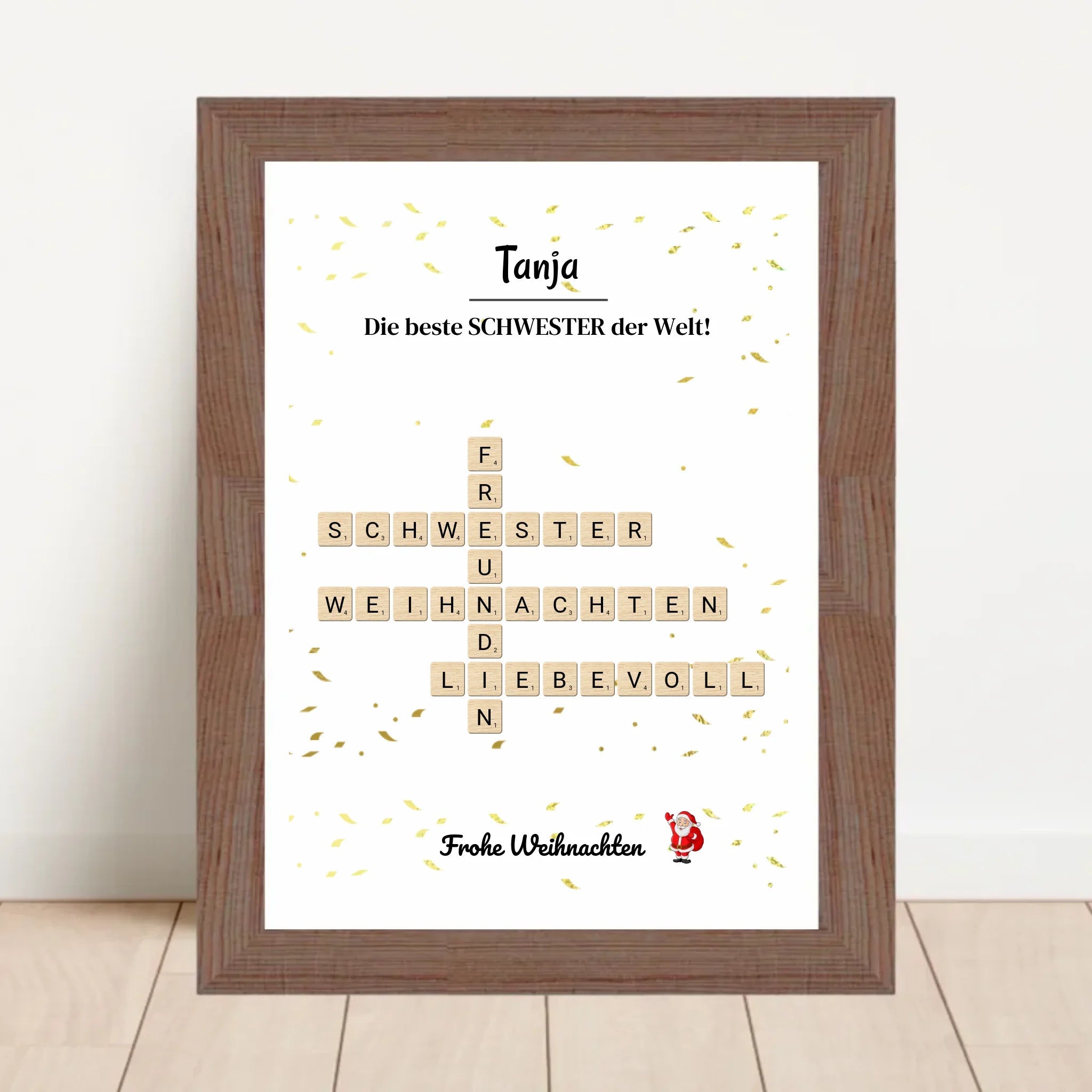 Schwester Weihnachtsgeschenk Bild Scrabble Style personalisierbar - Cantty