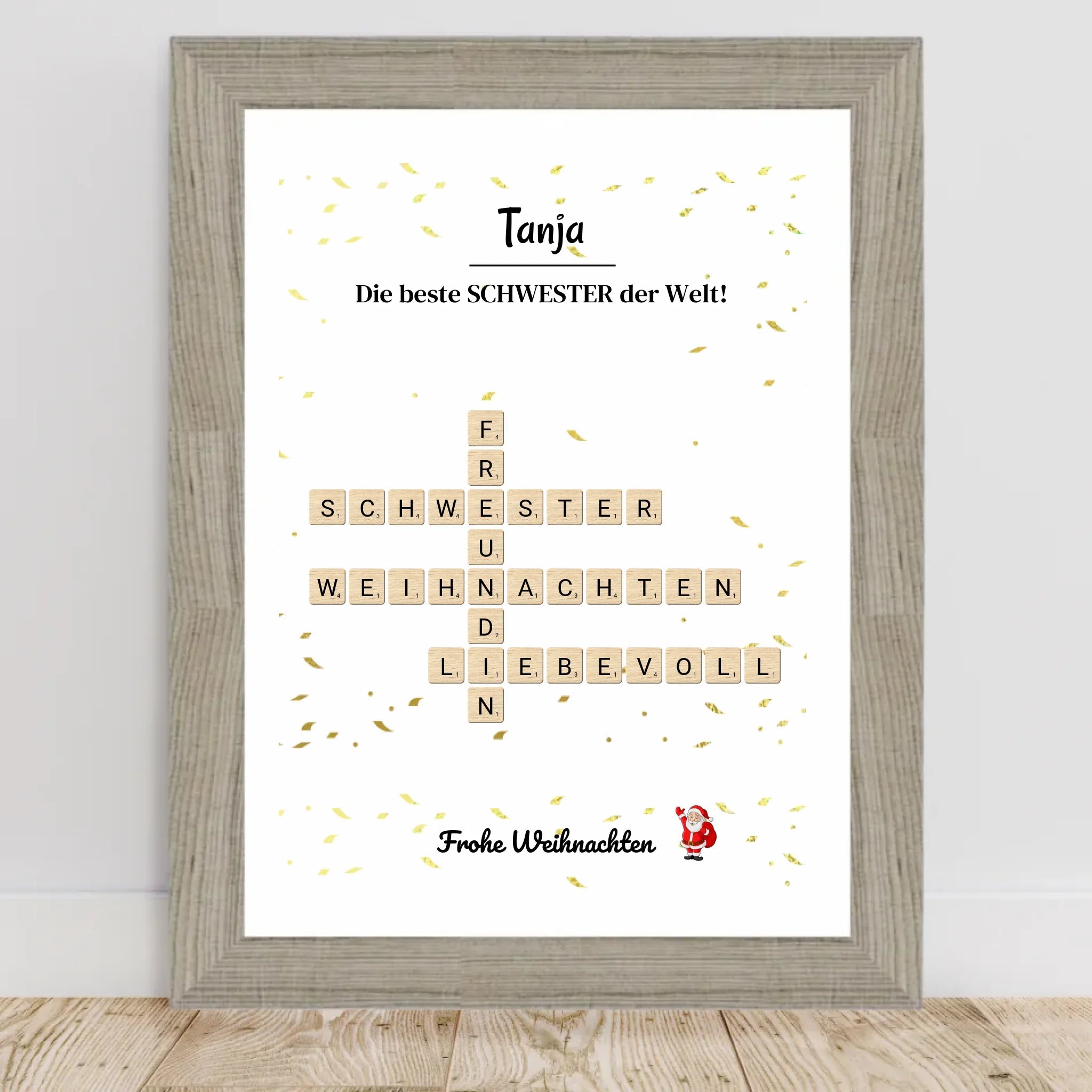 Schwester Weihnachtsgeschenk Bild Scrabble Style personalisierbar - Cantty