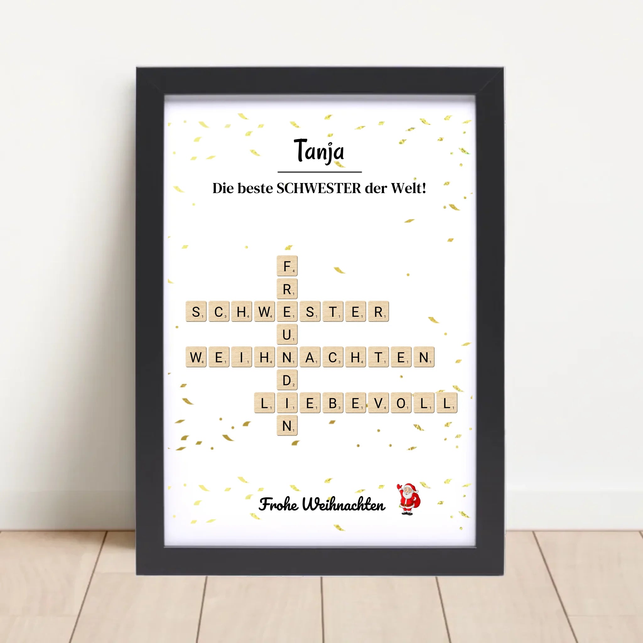 Schwester Weihnachtsgeschenk Bild Scrabble Style personalisierbar - Cantty