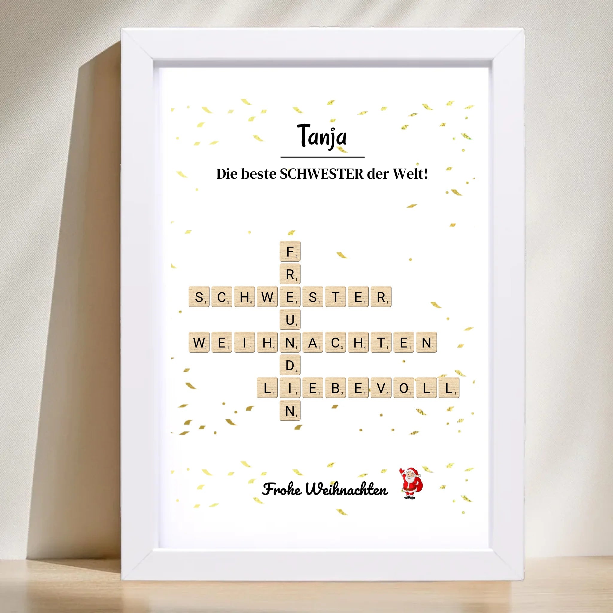 Schwester Weihnachtsgeschenk Bild Scrabble Style personalisierbar - Cantty
