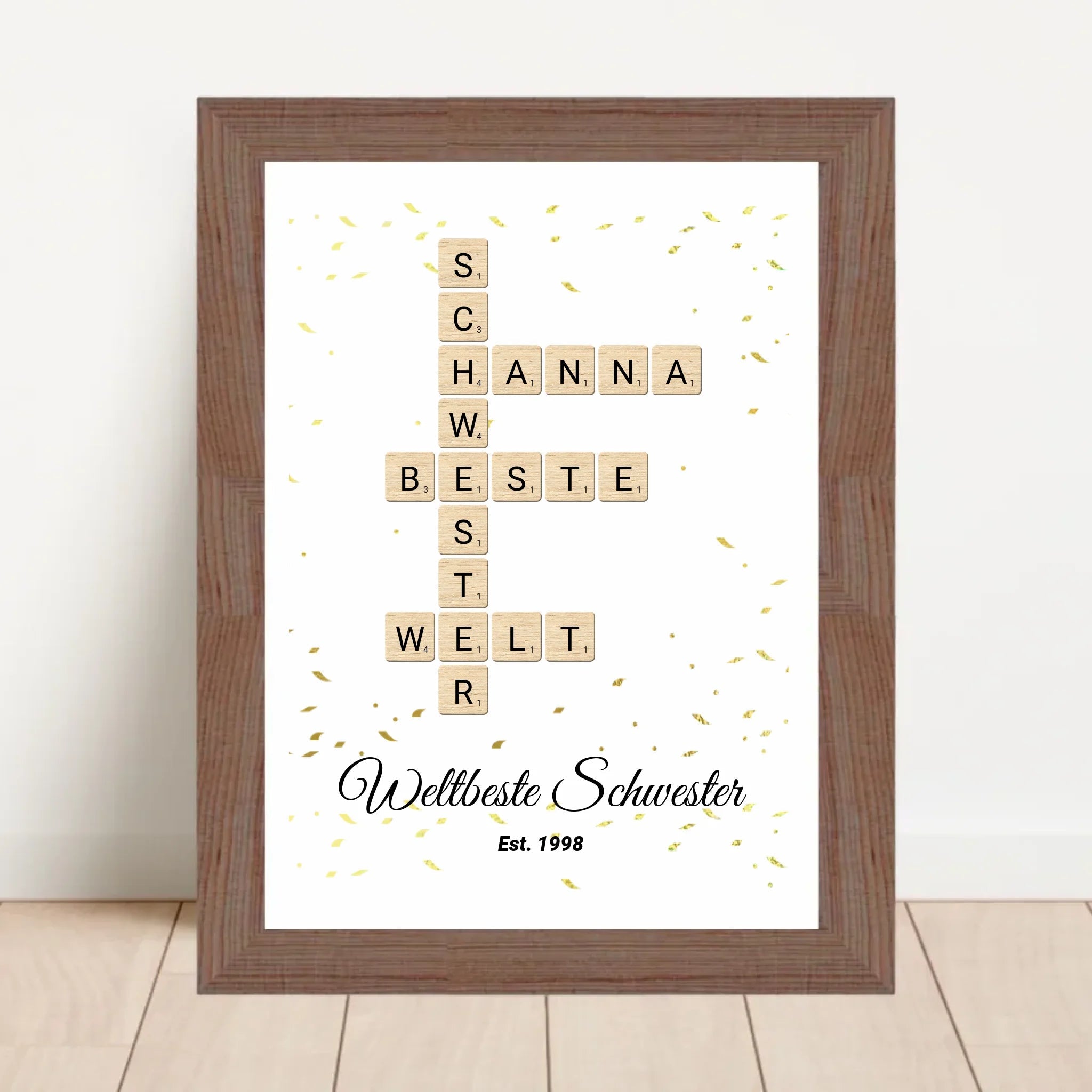 Schwester Weihnachtsgeschenk Scrabble Wort Poster personalisierbar - Cantty